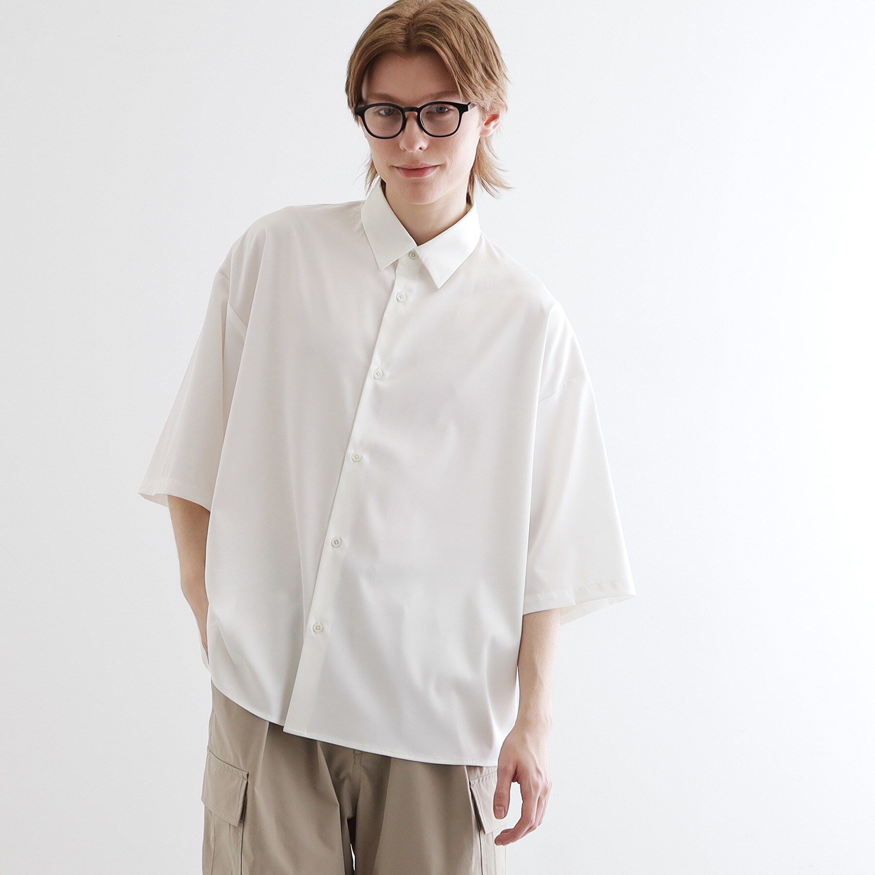 tk.TAKEO KIKUCHI「【WEB限定】無地/花柄アソートドレープ半袖シャツ」|シャツ・ブラウス|