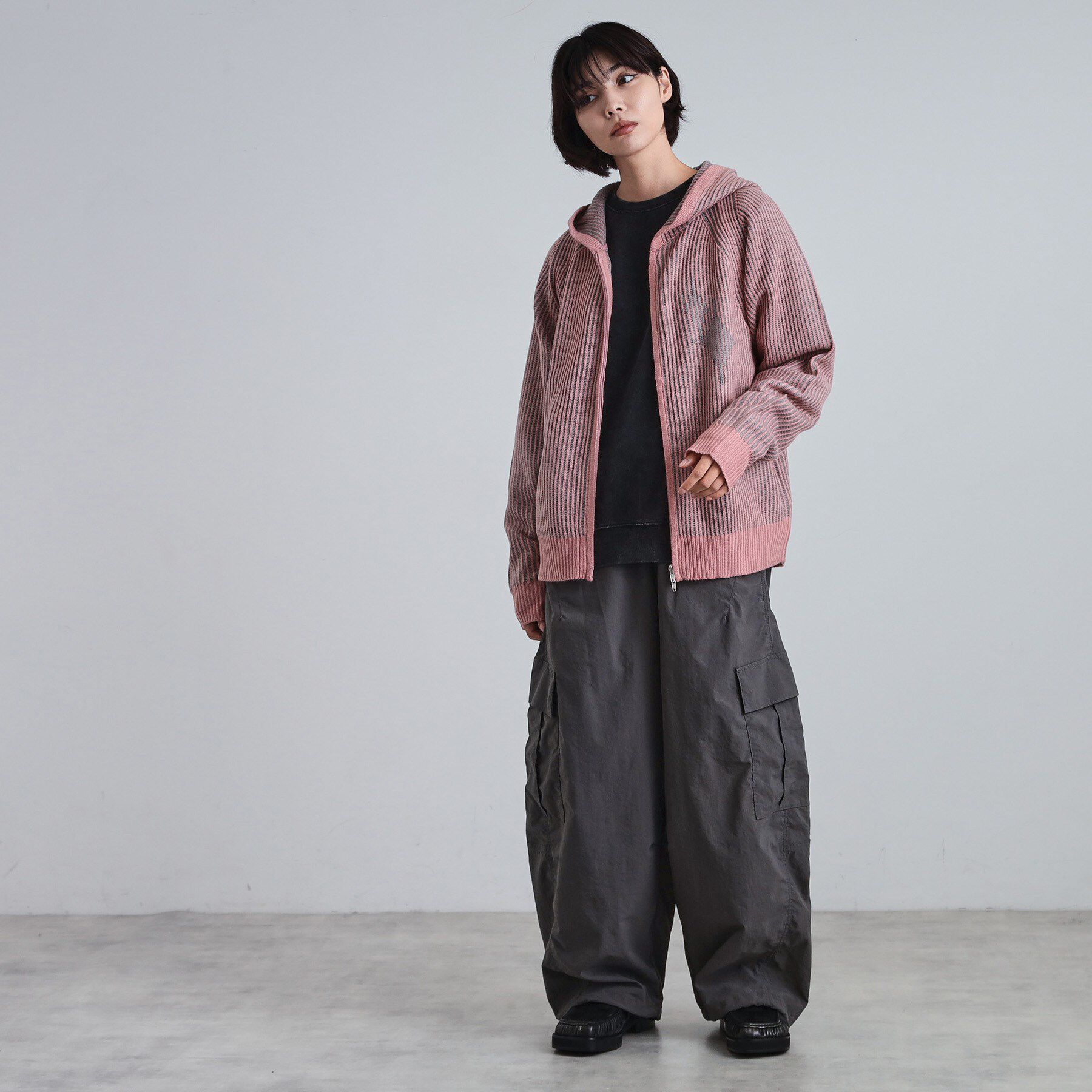 tk.TAKEO KIKUCHI「プレーティングブライトモチーフジップパーカー」|ニット・セーター|