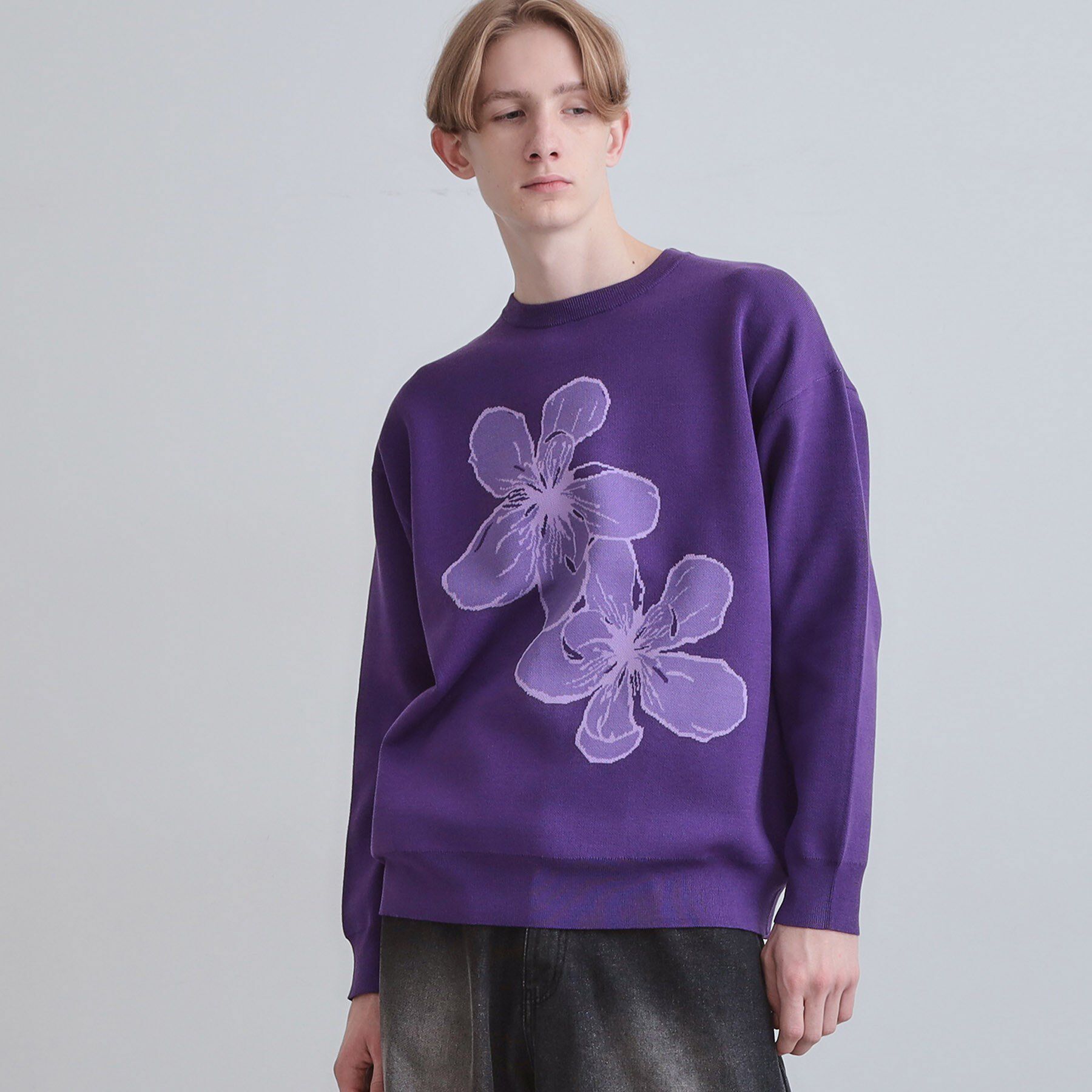 tk.TAKEO KIKUCHI「フラワーニットプルオーバー」|ニット・セーター|パープル(083)
