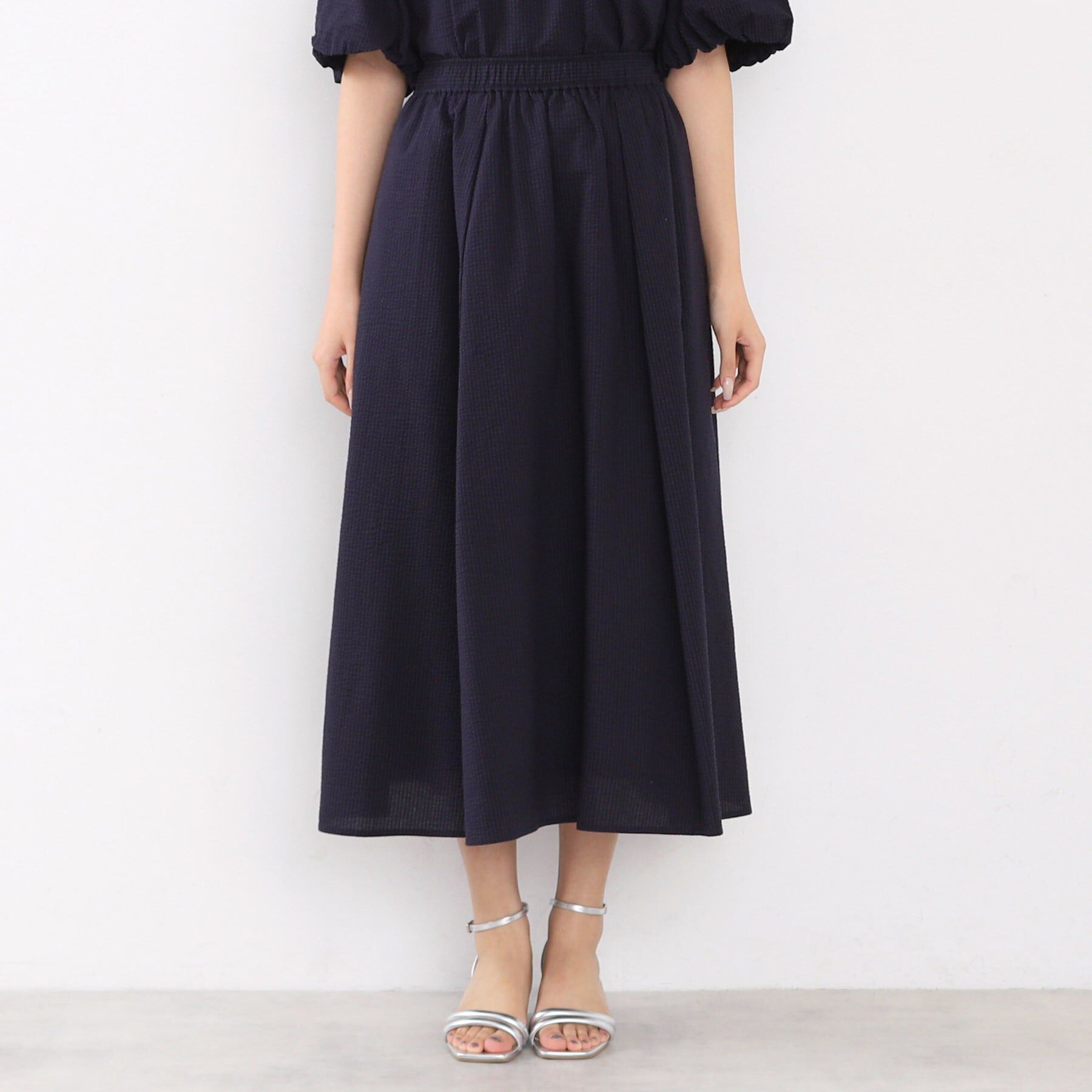 index「サッカーストライプロングフレアスカート【洗濯機洗い可】」|スカート|