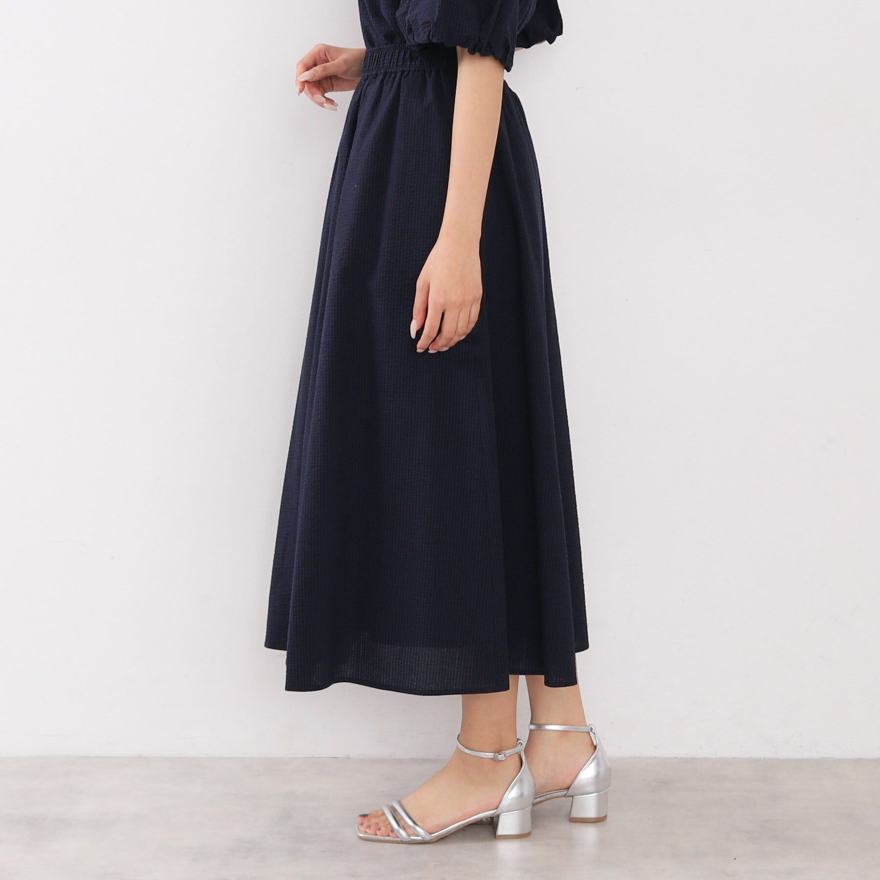 index「サッカーストライプロングフレアスカート【洗濯機洗い可】」|スカート|