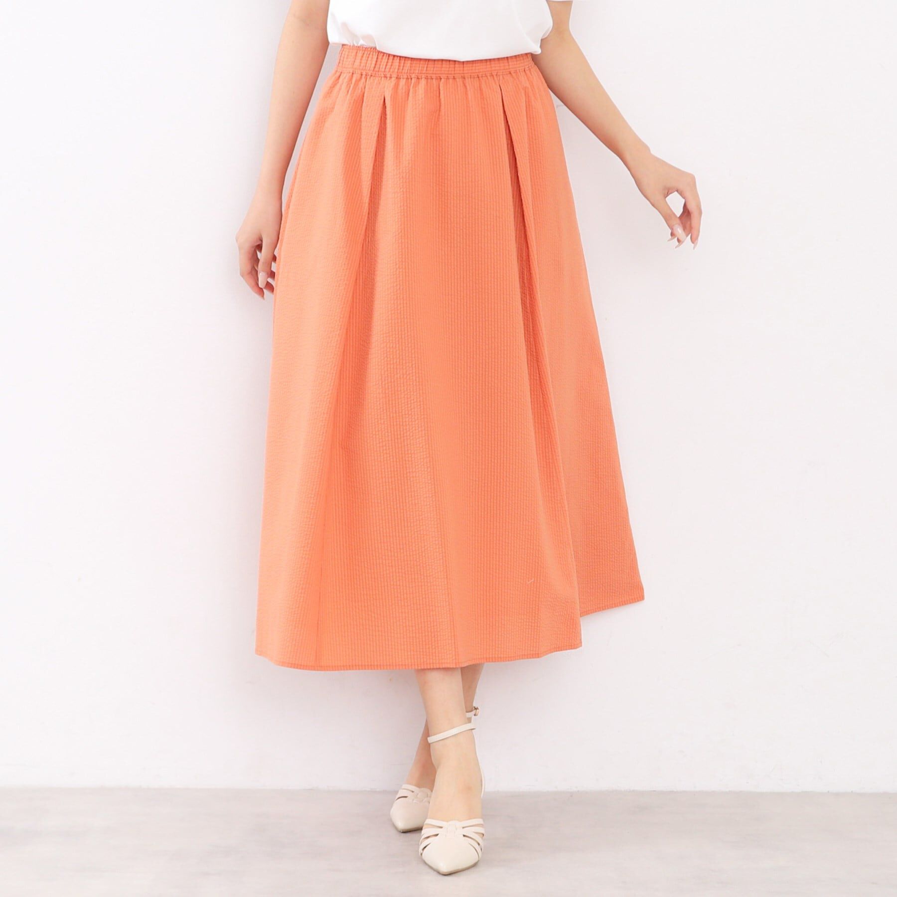 index「サッカーストライプロングフレアスカート【洗濯機洗い可】」|スカート|