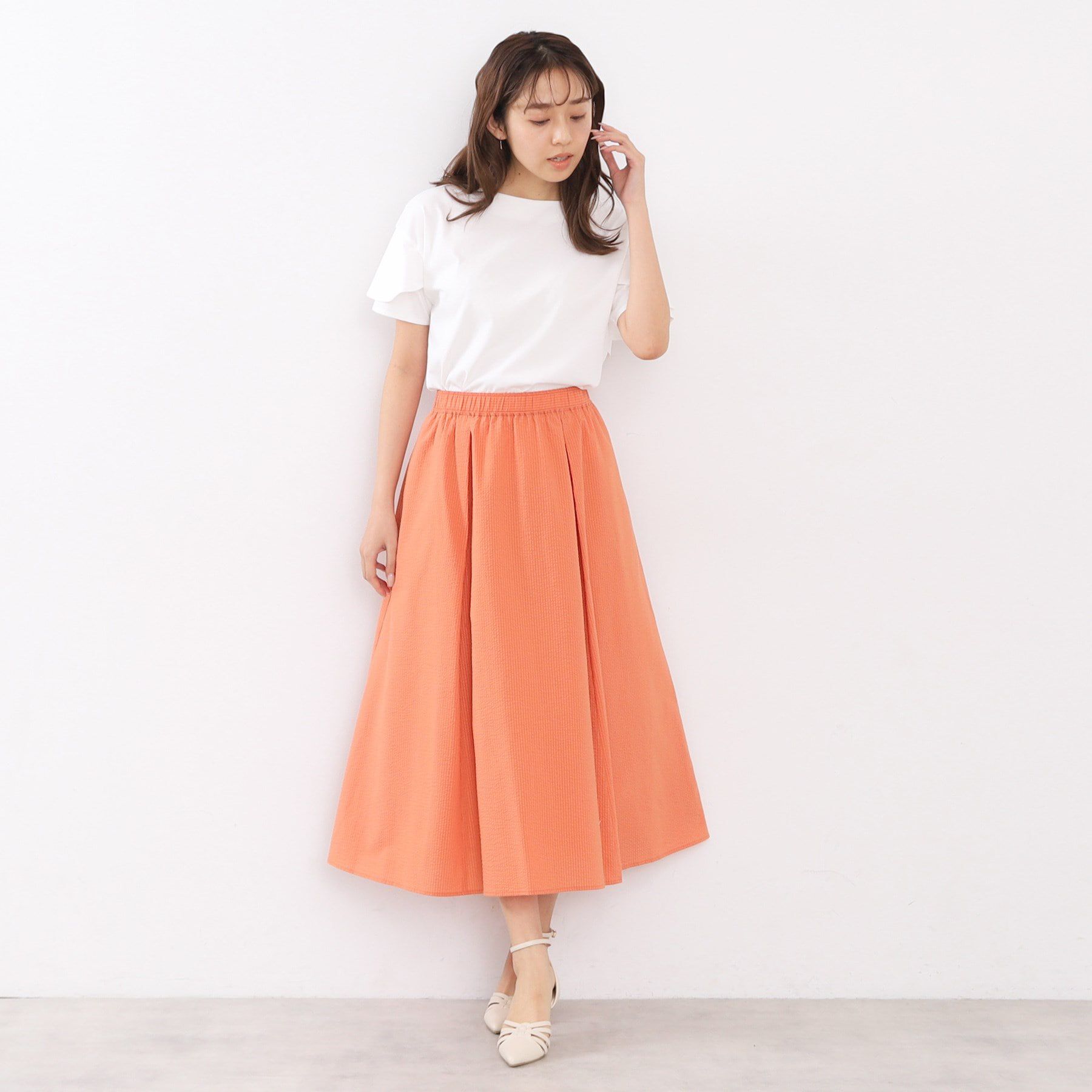 index「サッカーストライプロングフレアスカート【洗濯機洗い可】」|スカート|