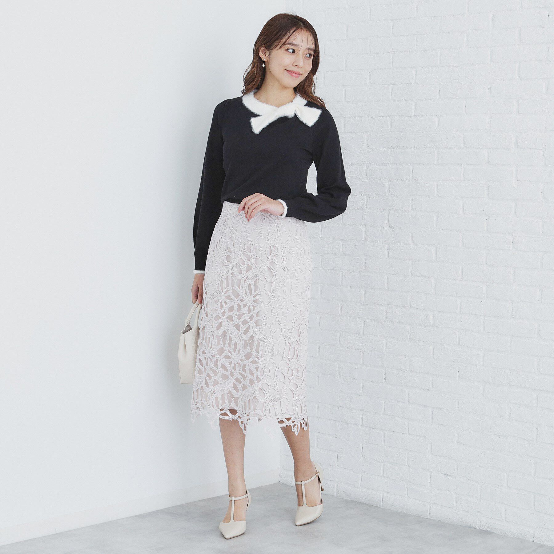 index「《6color/XS-LLsize》リボン取り外し2WAY フェザーリボンニット【洗濯機洗い可】」|ニット・セーター|