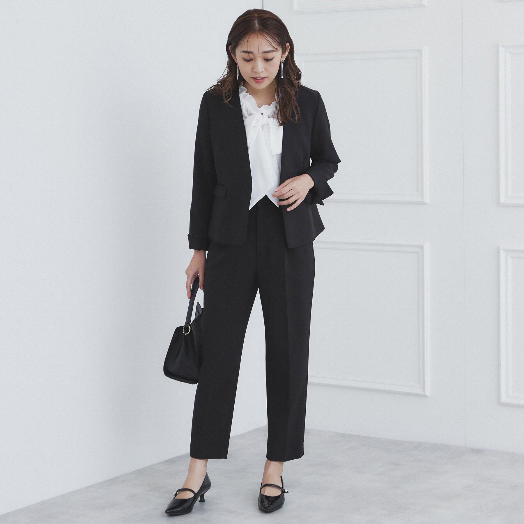 index「《通勤・セレモニー/セットアップ対応》多機能ノーカラージャケット【洗濯機洗い可/防シワ/抗ピル/スト」|ノーカラージャケット|