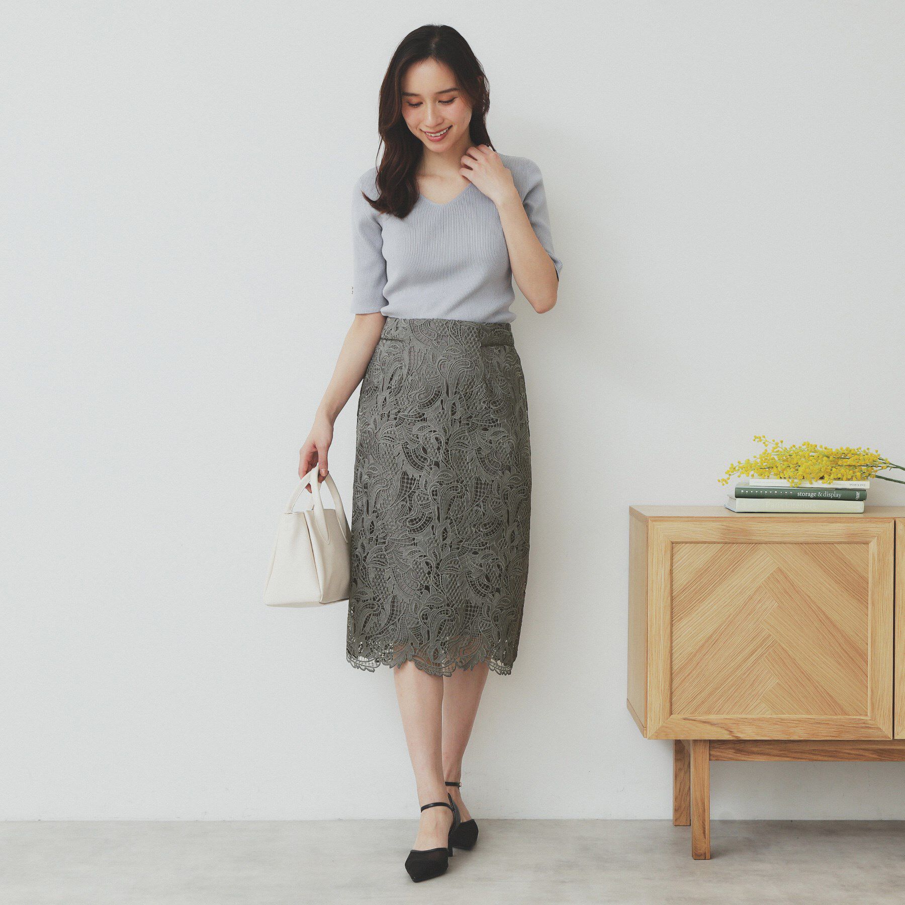 index「《XS-LLサイズ》フラワーレースタイトスカート【洗濯機洗い可】」|スカート|