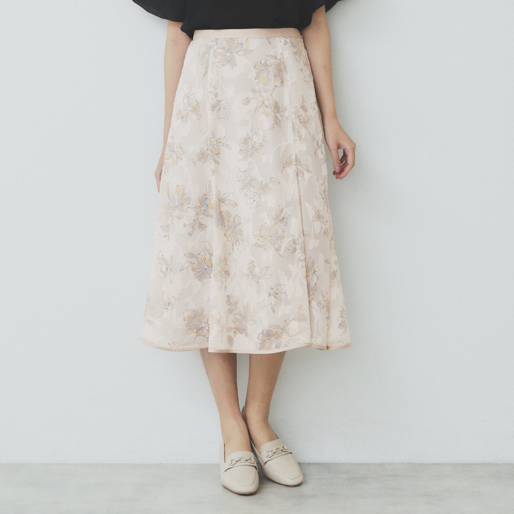 index「花柄マーメイドフレアスカート【洗濯機洗い可】」|スカート|ライトベージュ(15