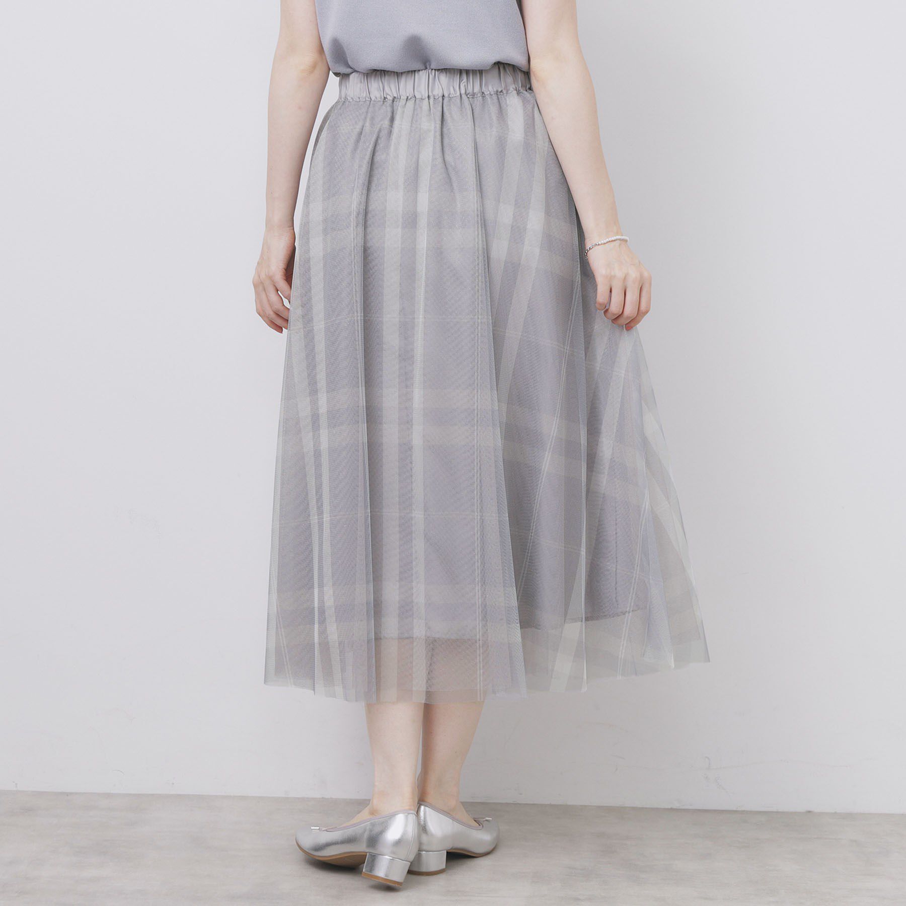 index「チュールラメチェックフレアスカート【洗濯機洗い可/防シワ】」|スカート|