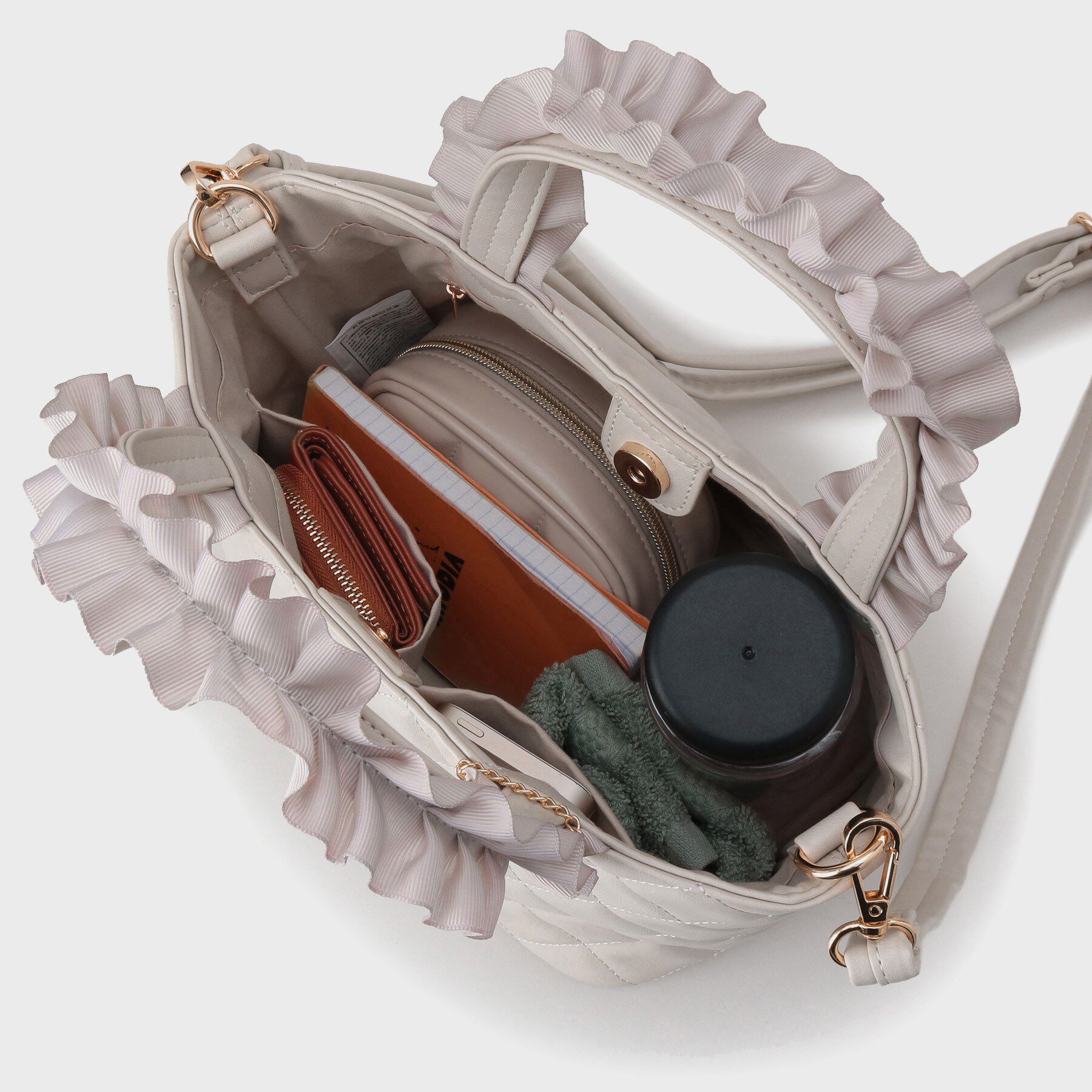 index「【2WAY】持ち手フリルキルティングトートバッグ」|トートバッグ|