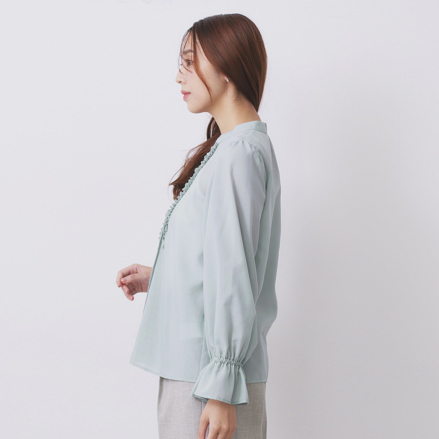 index「タックフリルバンドカラーブラウス【洗濯機OK/イージーアイロン】」|シャツ・ブラウス|