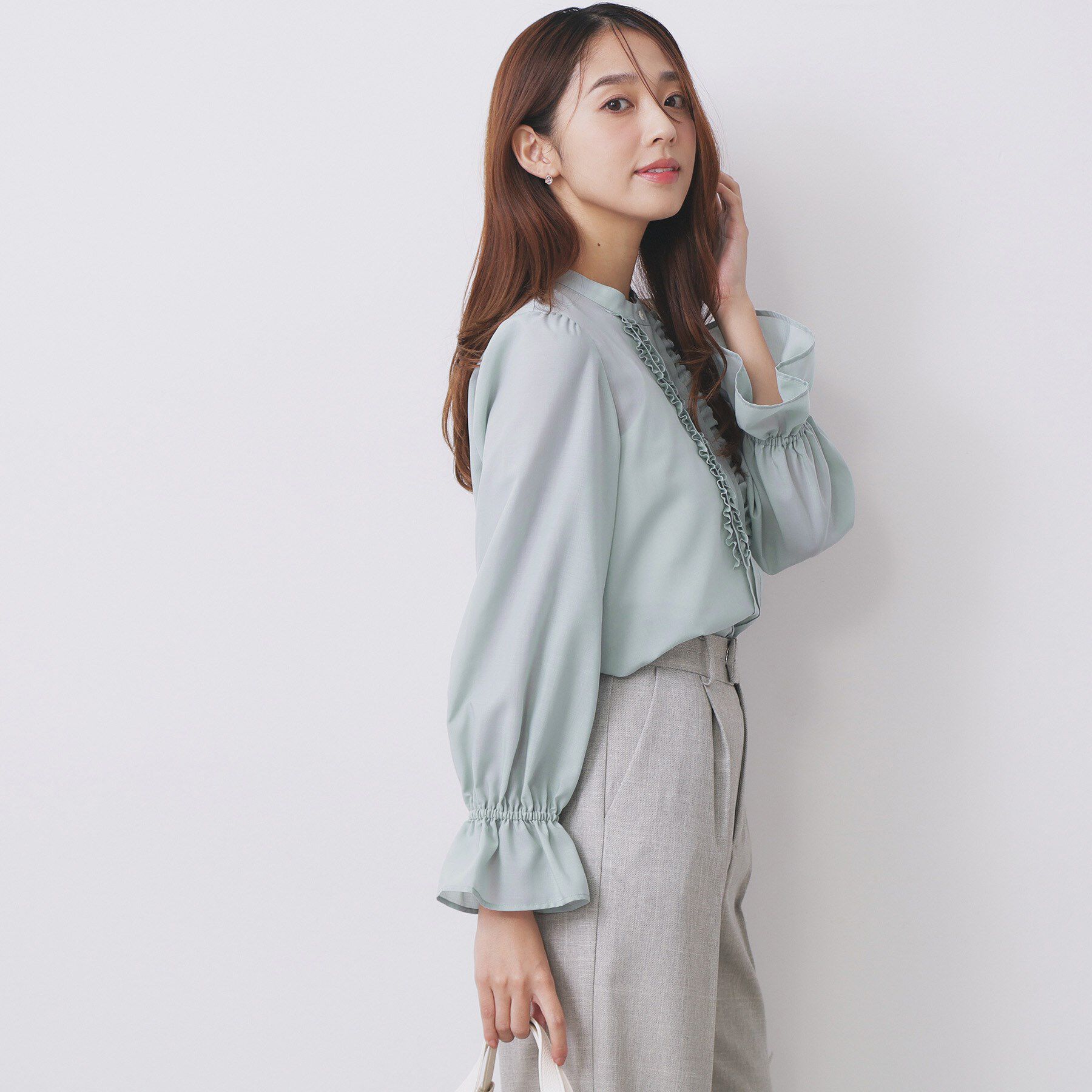 index「タックフリルバンドカラーブラウス【洗濯機OK/イージーアイロン】」|シャツ・ブラウス|