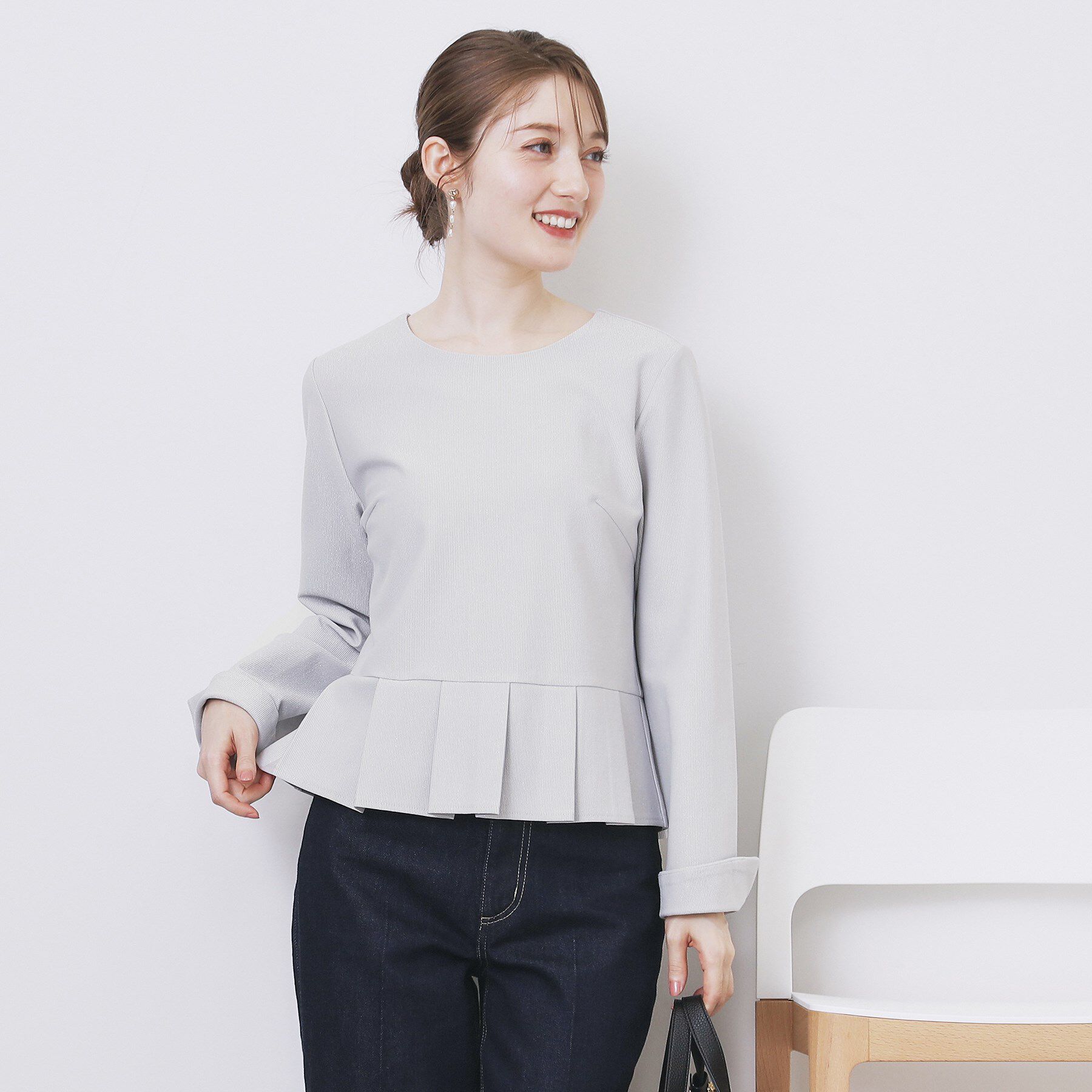 index「ストレッチペプラムラメトップス【洗濯機OK/防シワ/抗ピル】《S～3L》」|Tシャツ・カットソー|