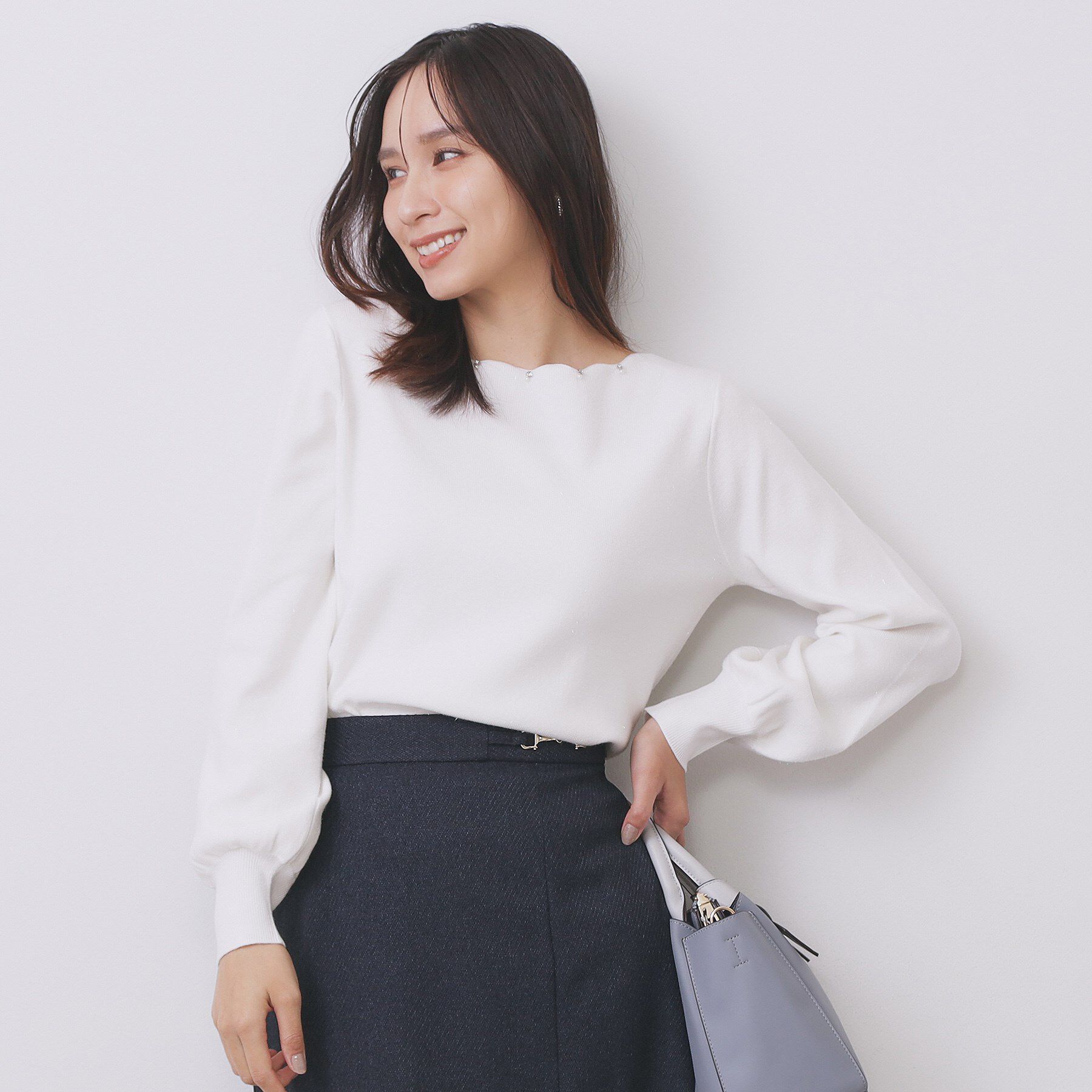 index「ラメスカラップビジューデザインニット【洗濯機OK】《6col/S～LL》」|ニット・セーター|