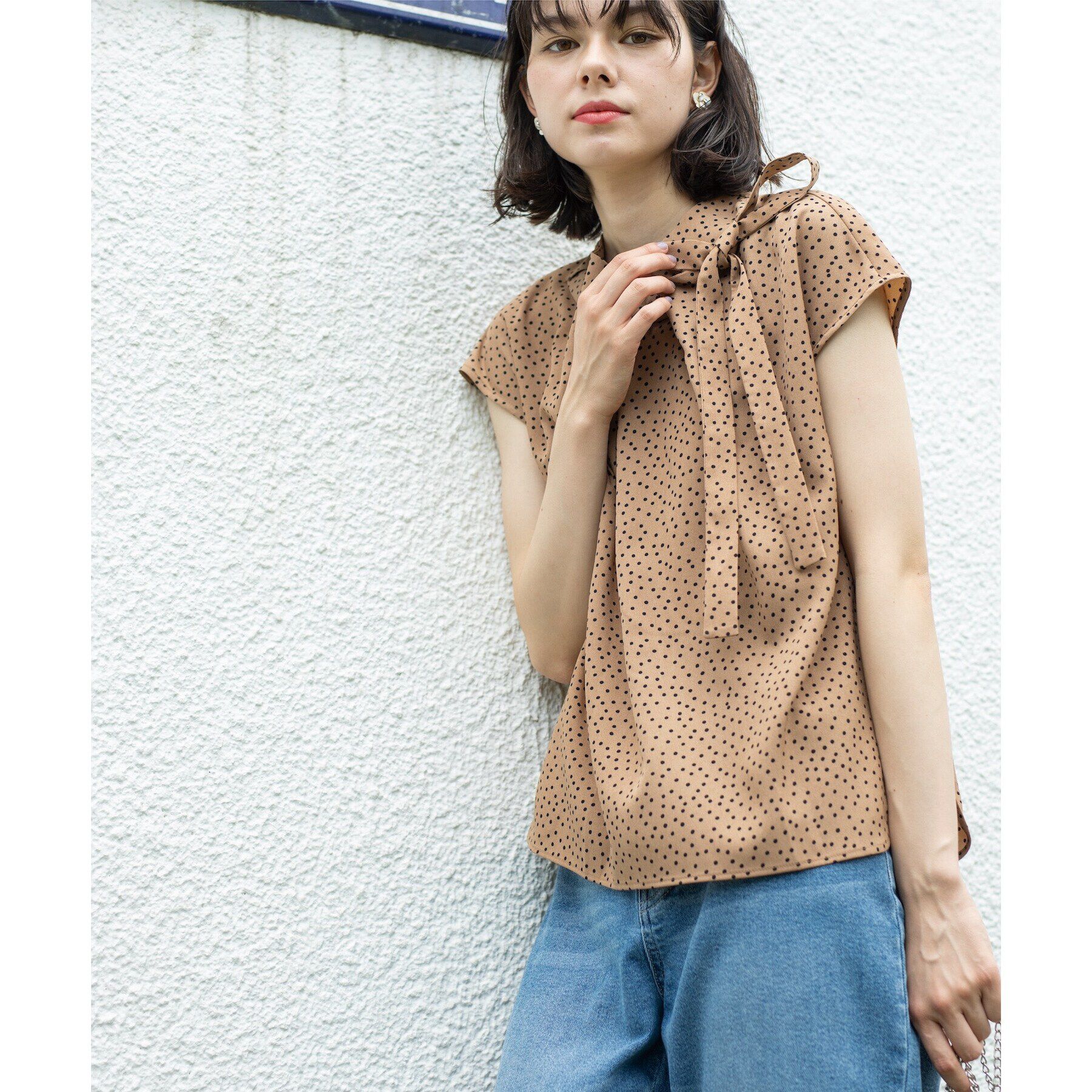OPAQUE.CLIP「ドットボウタイブラウス【洗濯機洗い可】」|シャツ・ブラウス|