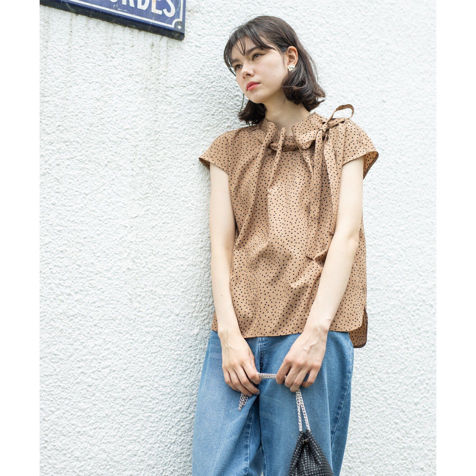 OPAQUE.CLIP「ドットボウタイブラウス【洗濯機洗い可】」|シャツ・ブラウス|