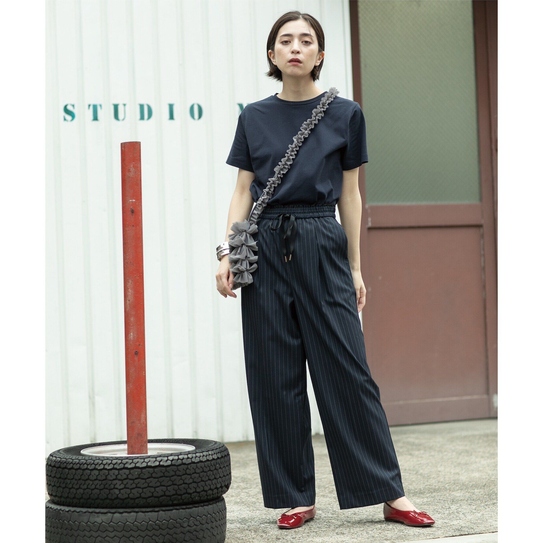 OPAQUE.CLIP「ピンストライプイージーワイドパンツ【洗濯機洗い可】」|その他|