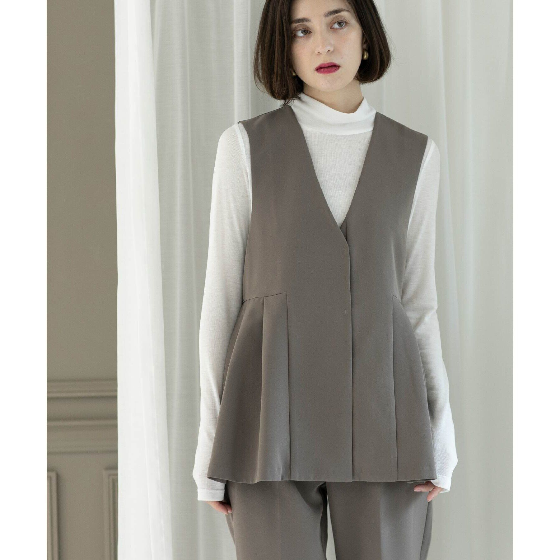 OPAQUE.CLIP「ペプラムジレ／セットアップ対応【洗濯機洗い可】」|ベスト・ジレ|