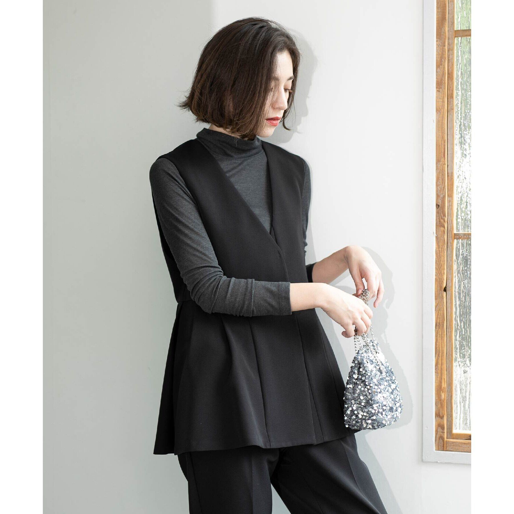 OPAQUE.CLIP「ペプラムジレ／セットアップ対応【洗濯機洗い可】」|ベスト・ジレ|