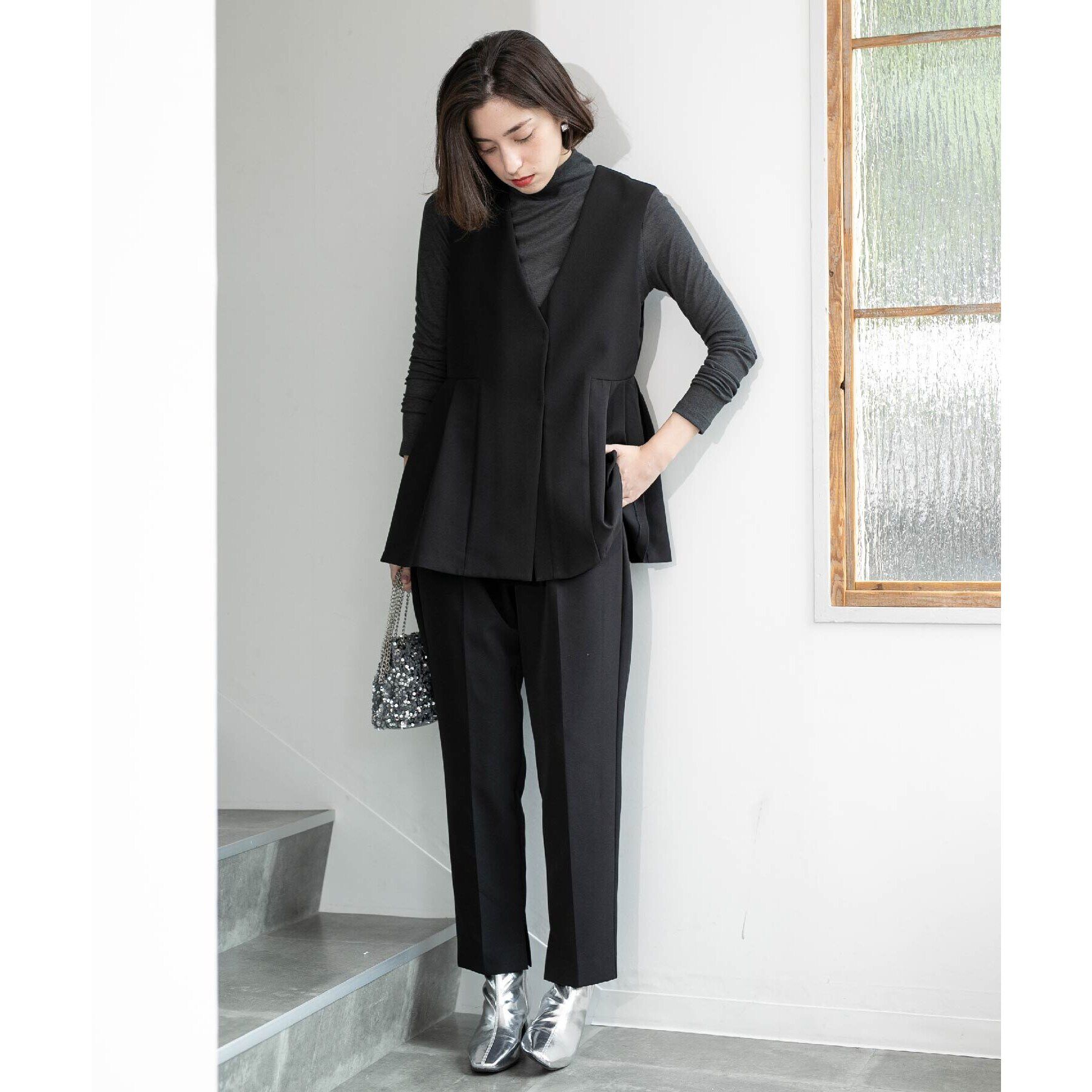 OPAQUE.CLIP「ペプラムジレ／セットアップ対応【洗濯機洗い可】」|ベスト・ジレ|