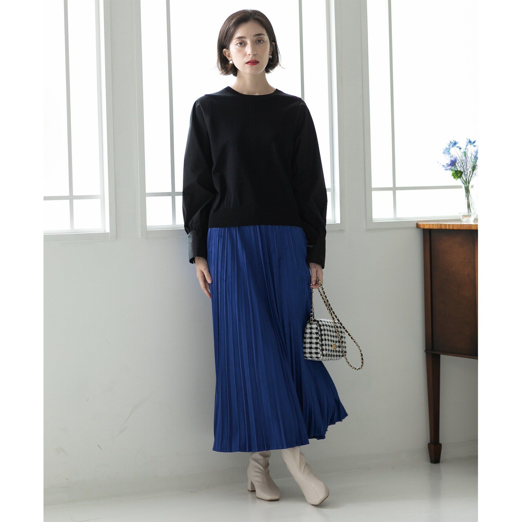 OPAQUE.CLIP「《5color/S-LLsize》フェイクスウェードイージープリーツスカート【洗濯機洗い可】」|スカート|