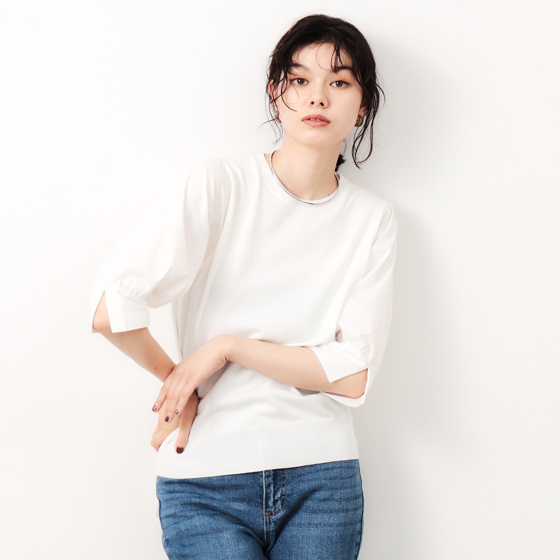 OPAQUE.CLIP「フハクスリーブドッキングニット【洗濯機洗い可/抗ピル】」|ニット・セーター|