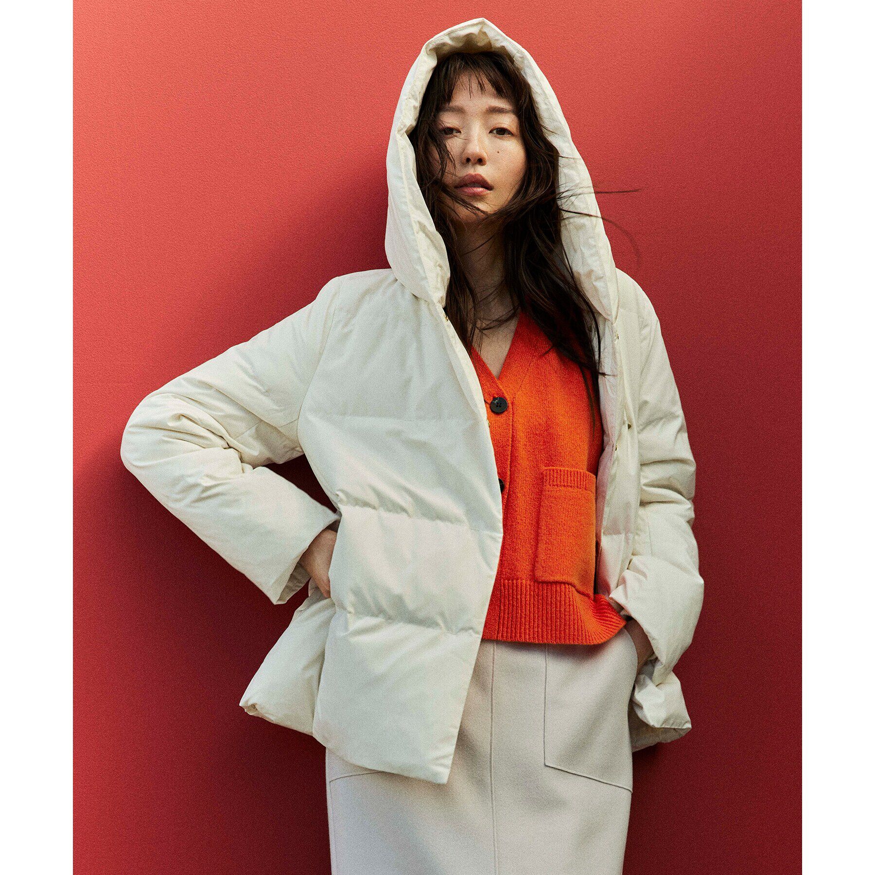 OPAQUE.CLIP「《S-LLsize》フードミドルダウンコート【洗濯機洗い可/撥水/防風/抗菌加工】」|ダウン|