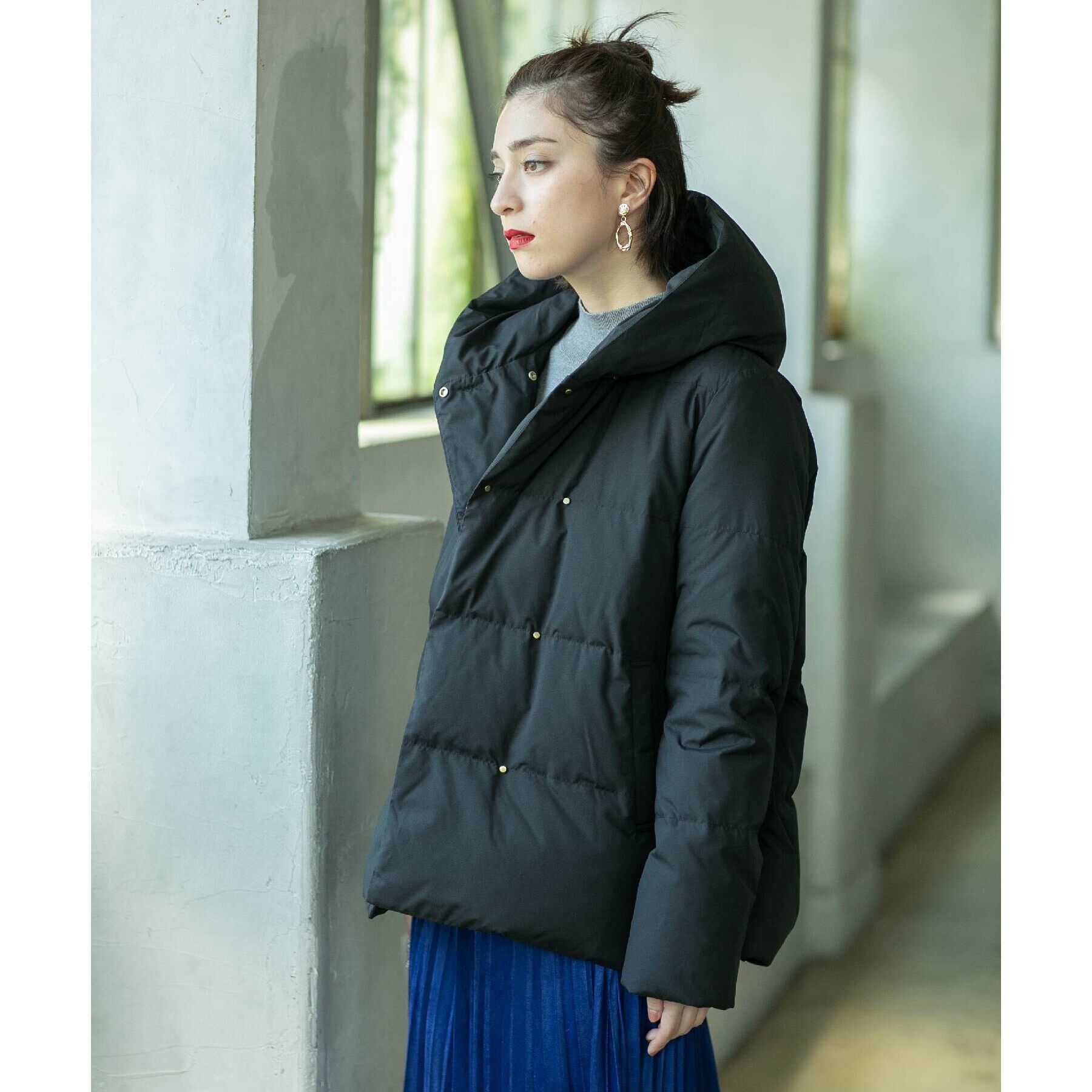 OPAQUE.CLIP「《S-LLsize》フードミドルダウンコート【洗濯機洗い可/撥水/防風/抗菌加工】」|ダウン|