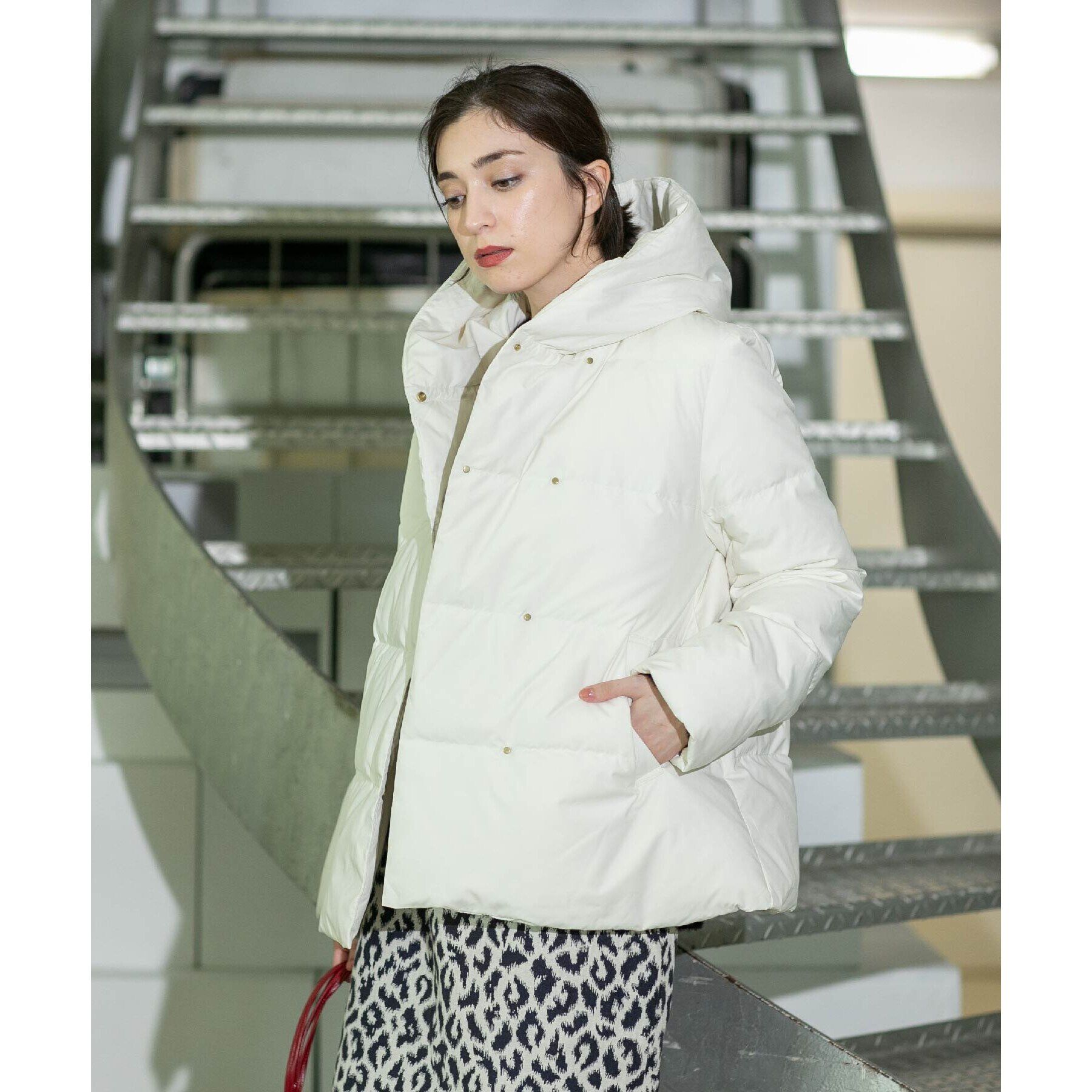 OPAQUE.CLIP「《S-LLsize》フードミドルダウンコート【洗濯機洗い可/撥水/防風/抗菌加工】」|ダウン|