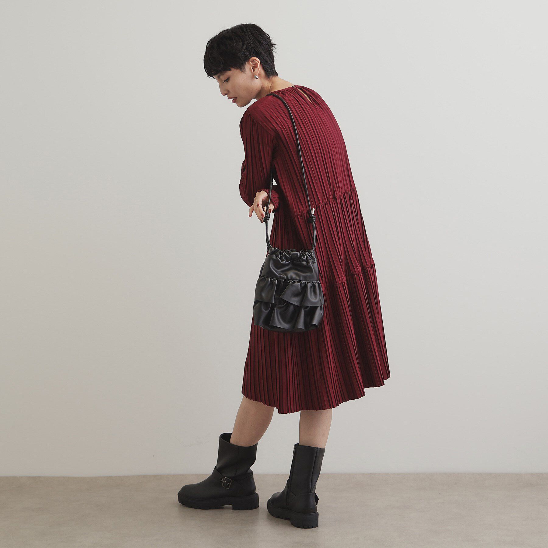 OPAQUE.CLIP「【長さ調整可能】合皮ティアードフリルミニショルダーバッグ」|ショルダー・メッセンジャー|