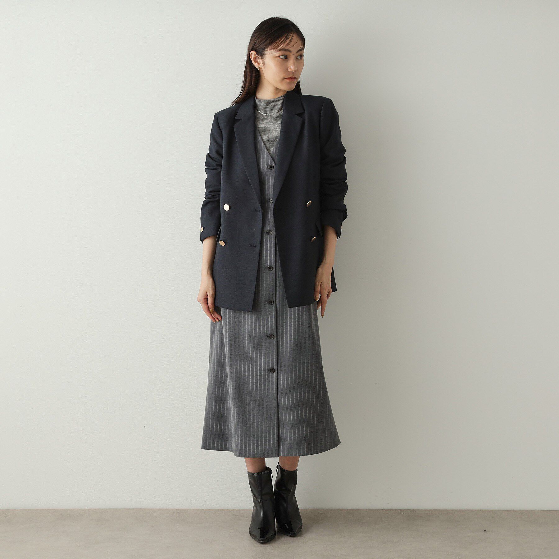 OPAQUE.CLIP「金ボタンダブルテーラードジャケット【洗える/ストレッチ/抗ピル】」|テーラードジャケット|