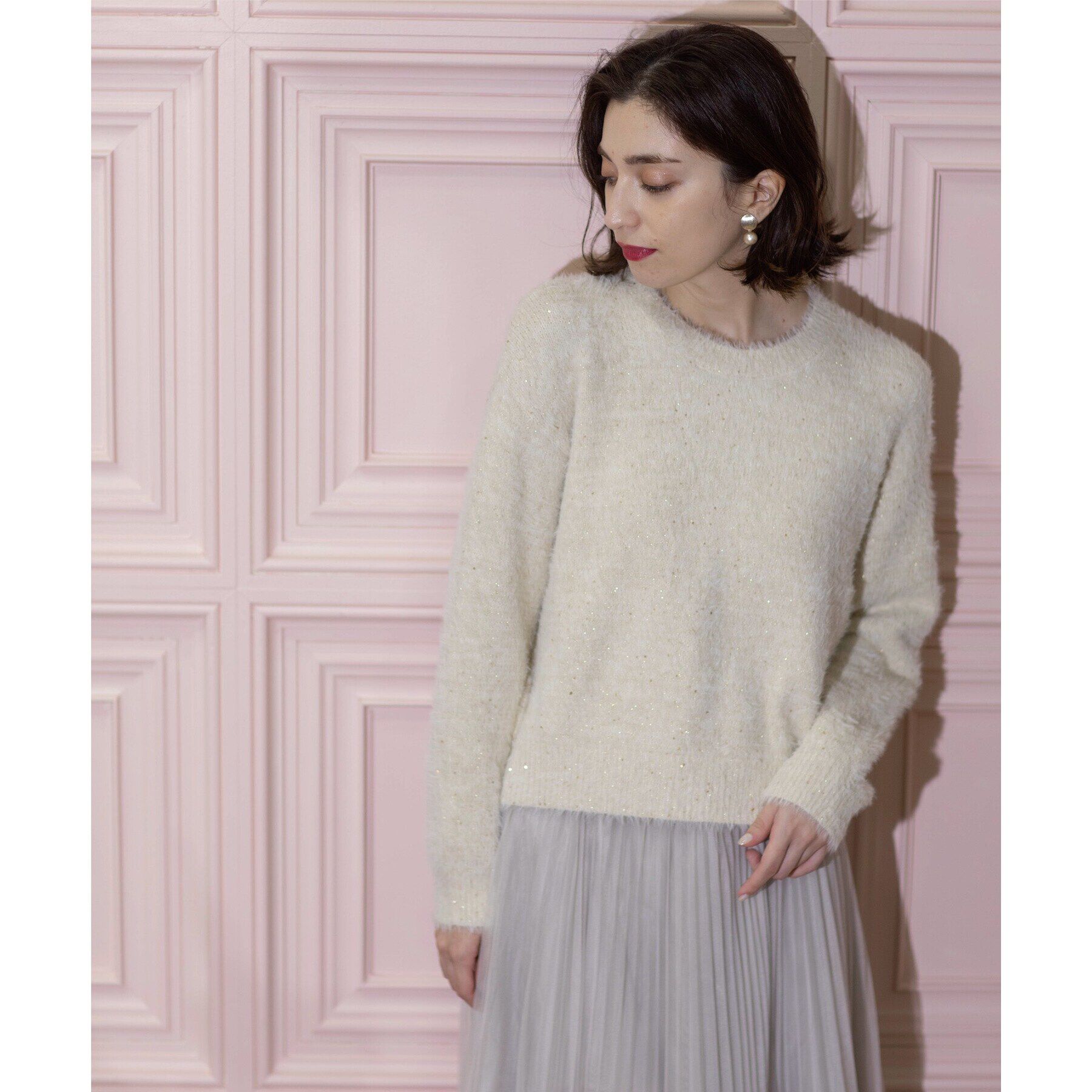 OPAQUE.CLIP「≪エマール検証済≫スパンコールフェザーニット【洗濯機洗い可/抗ピル】」|ニット・セーター|