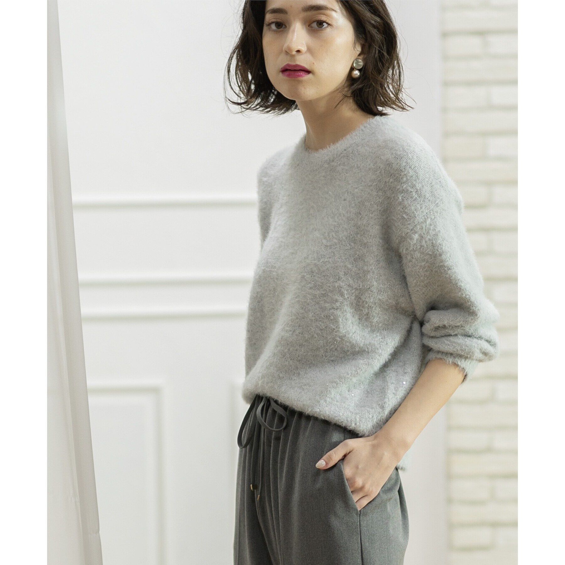 OPAQUE.CLIP「≪エマール検証済≫スパンコールフェザーニット【洗濯機洗い可/抗ピル】」|ニット・セーター|