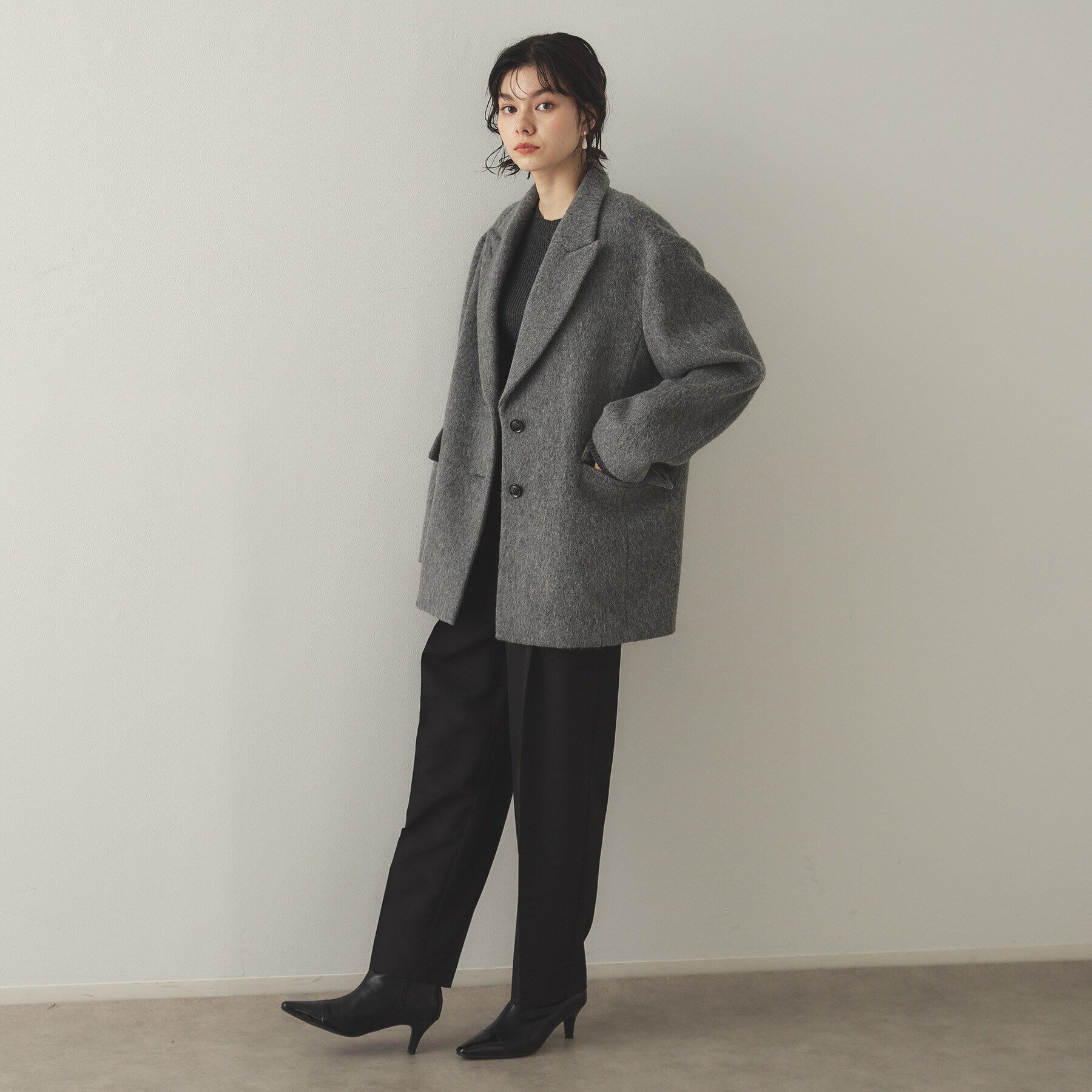 OPAQUE.CLIP「《Oggi掲載》シャギーウール混 テーラードコート」|チェスターコート|