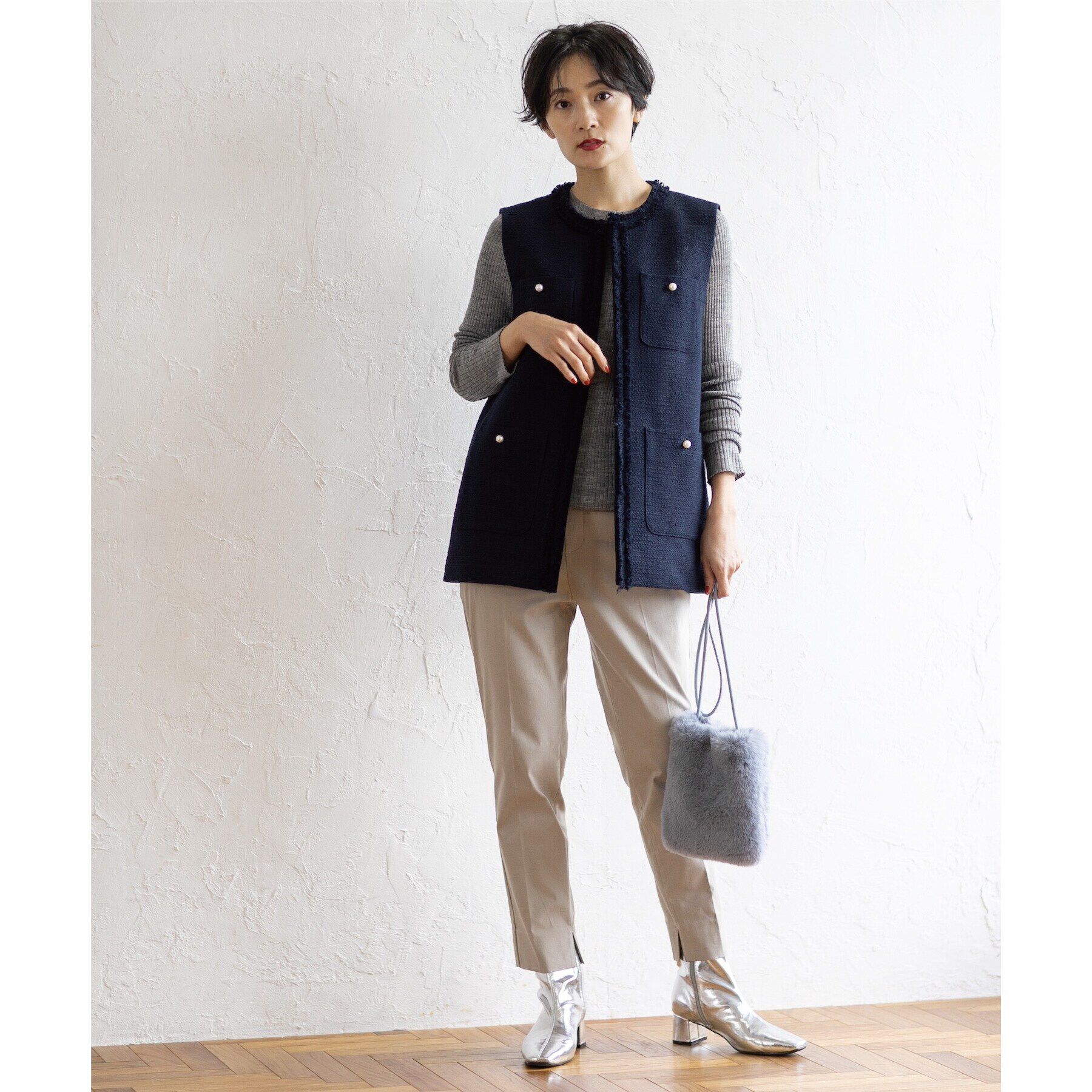 OPAQUE.CLIP「《通勤・セレモニー対応》コットンツイードジレ」|ベスト・ジレ|