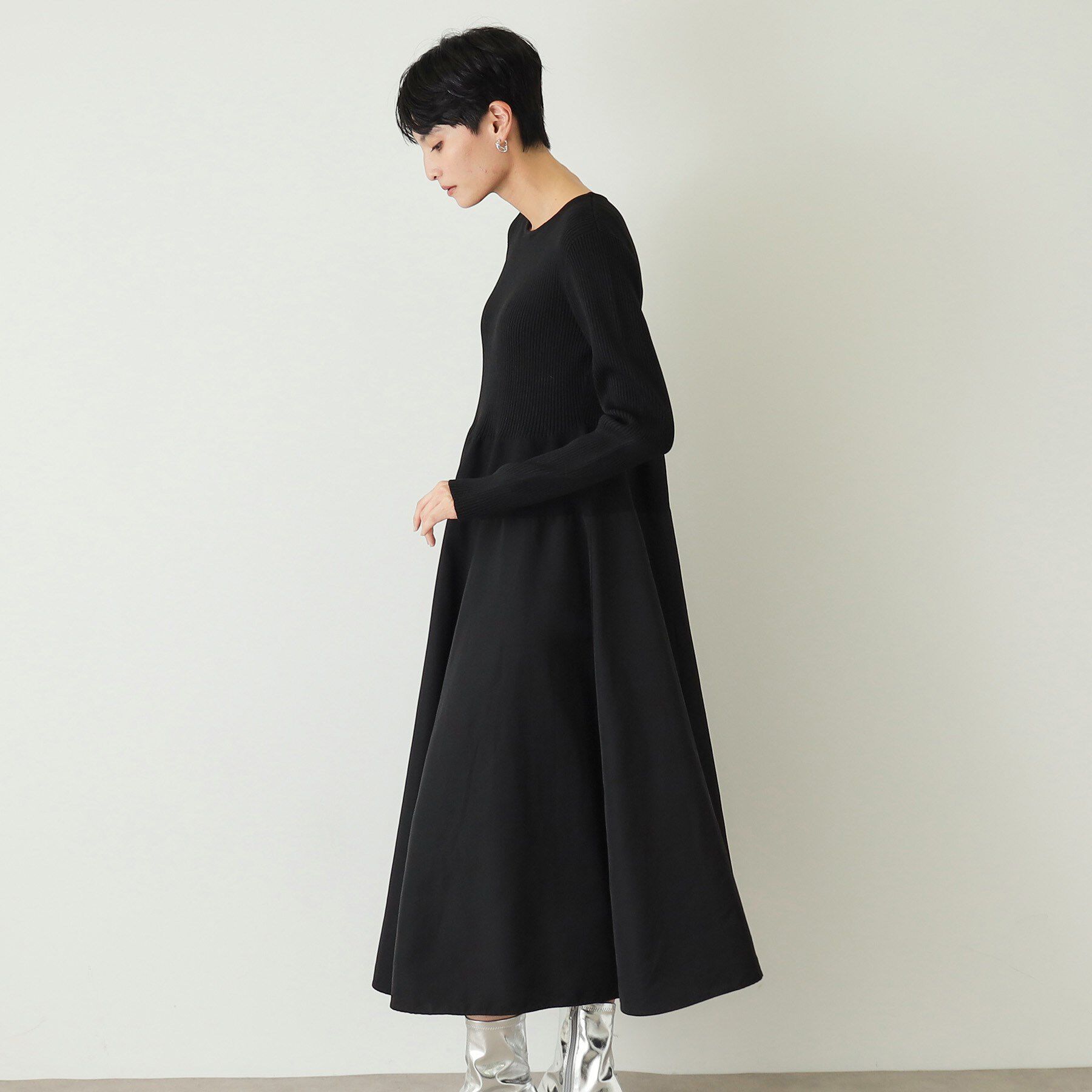 OPAQUE.CLIP「シームレスニット&times;フハクドッキングワンピース【洗濯機洗い可】」|ワンピース|