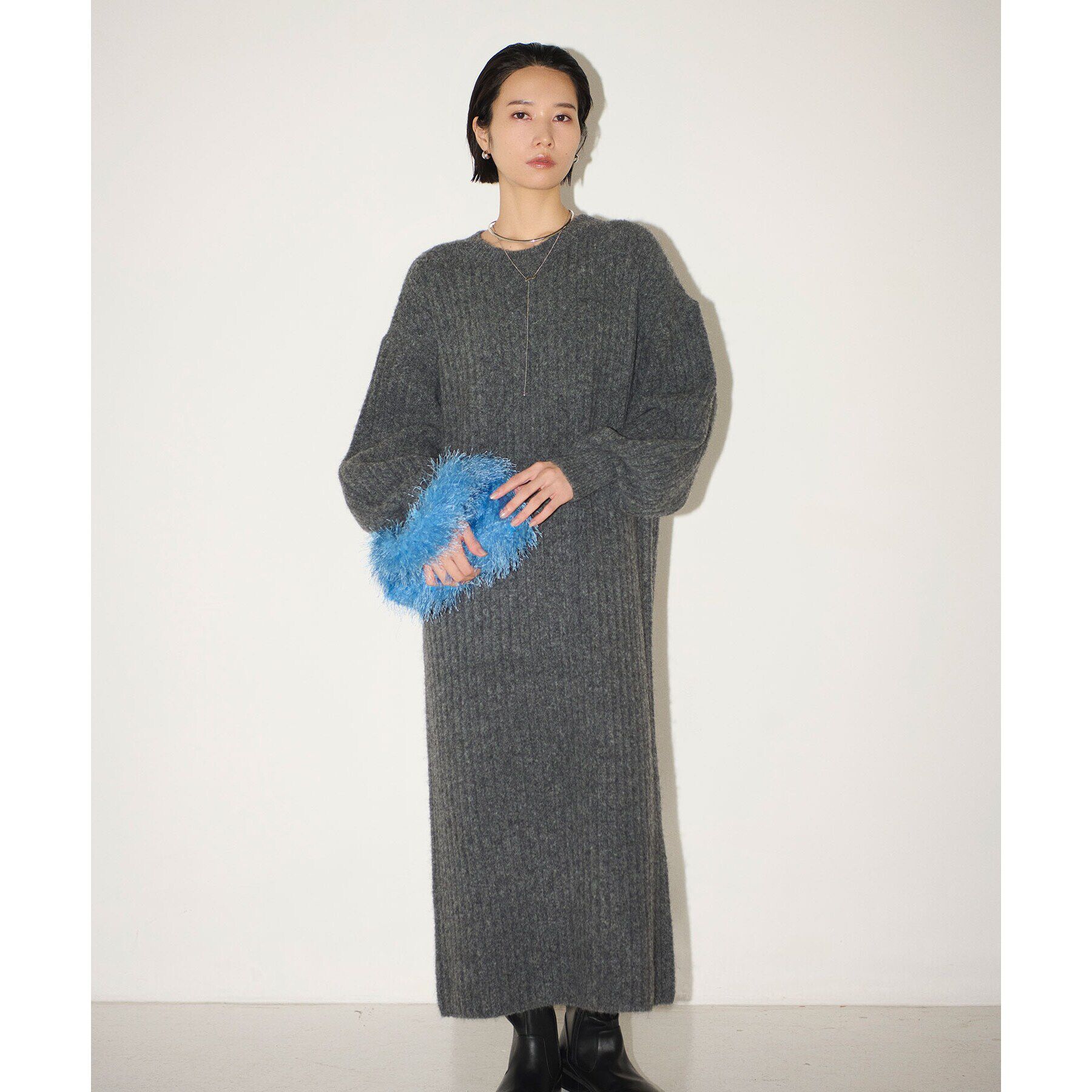 OPAQUE.CLIP「ワイドリブニットワンピース【洗濯機洗い可】」|ワンピース|