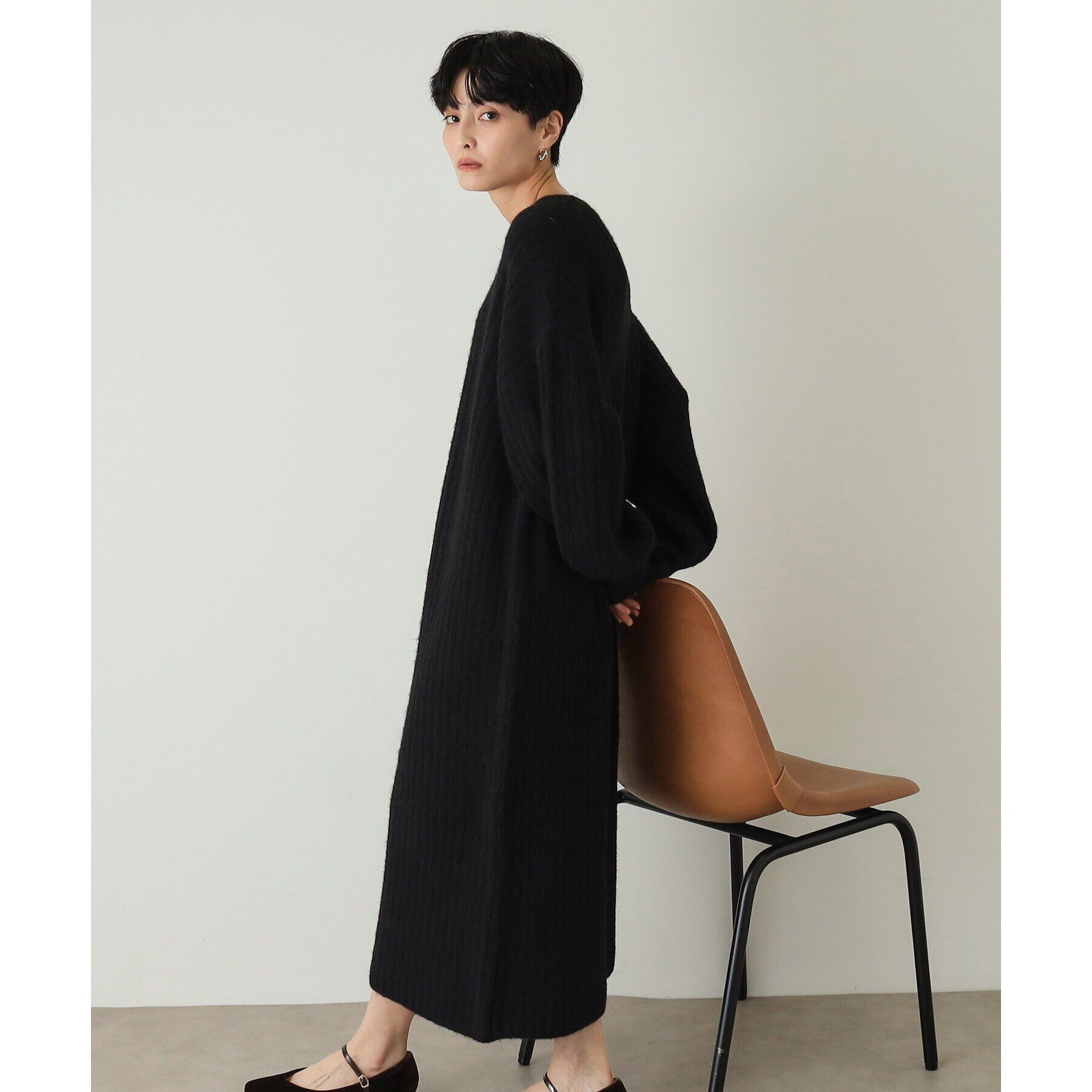 OPAQUE.CLIP「ワイドリブニットワンピース【洗濯機洗い可】」|ワンピース|