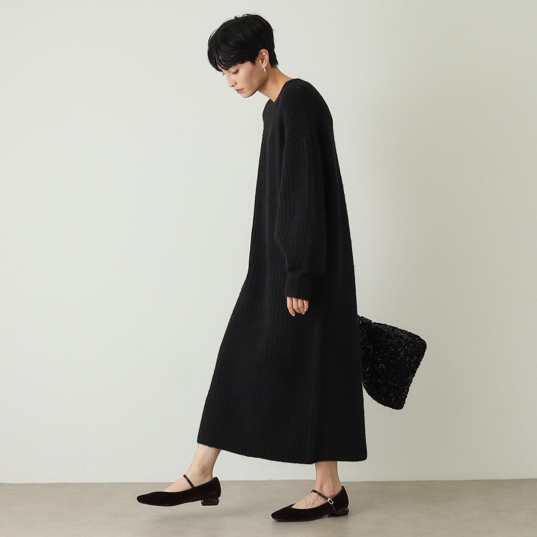 OPAQUE.CLIP「ワイドリブニットワンピース【洗濯機洗い可】」|ワンピース|