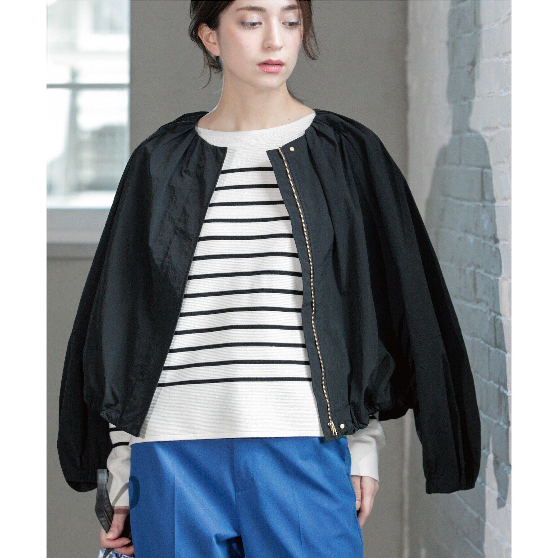 OPAQUE.CLIP「撥水ノーカーラーブルゾン【UV/洗濯機洗い可】」|ノーカラーコート|