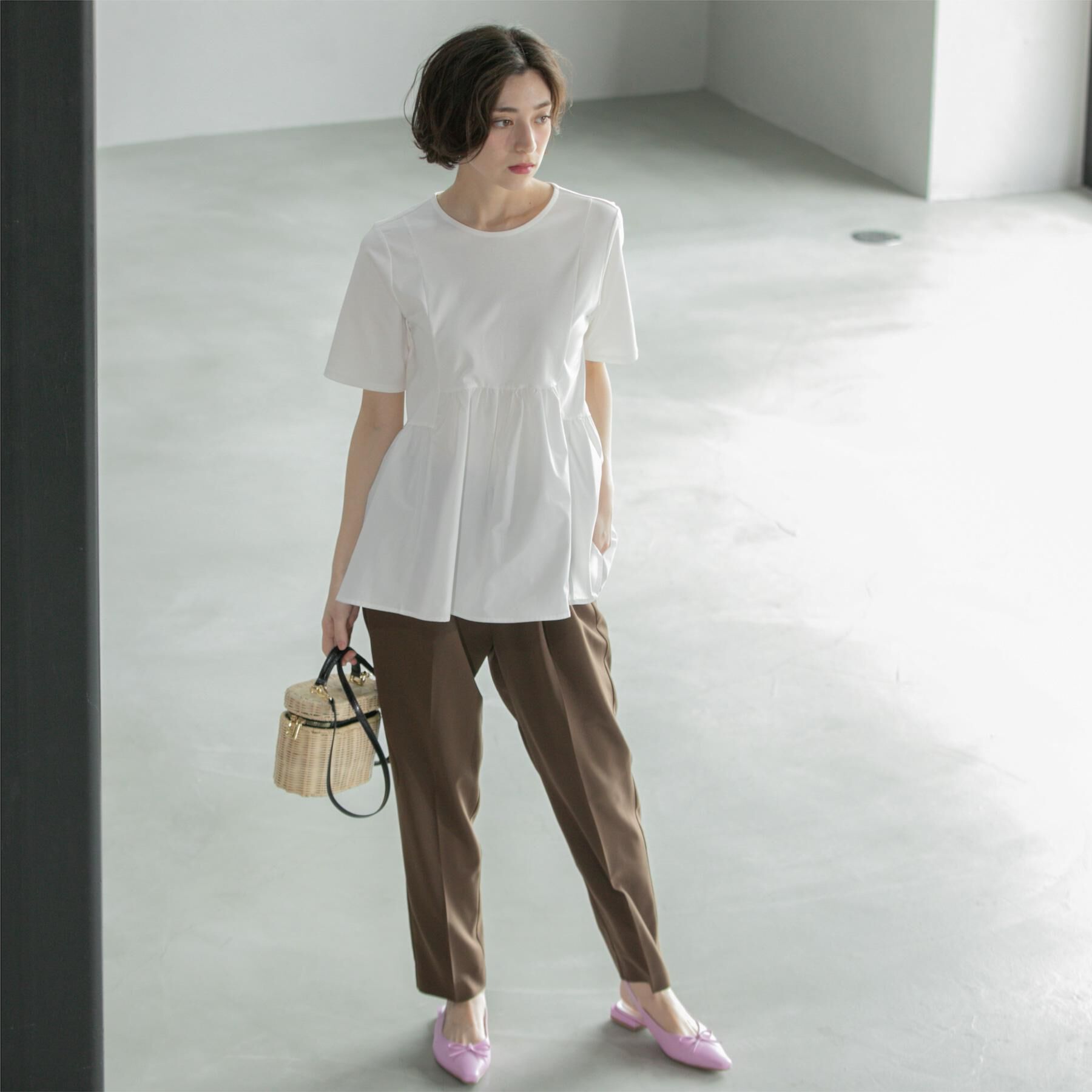 OPAQUE.CLIP「ペプラムドッキングカットソー【洗濯機洗い可】」|Tシャツ・カットソー|