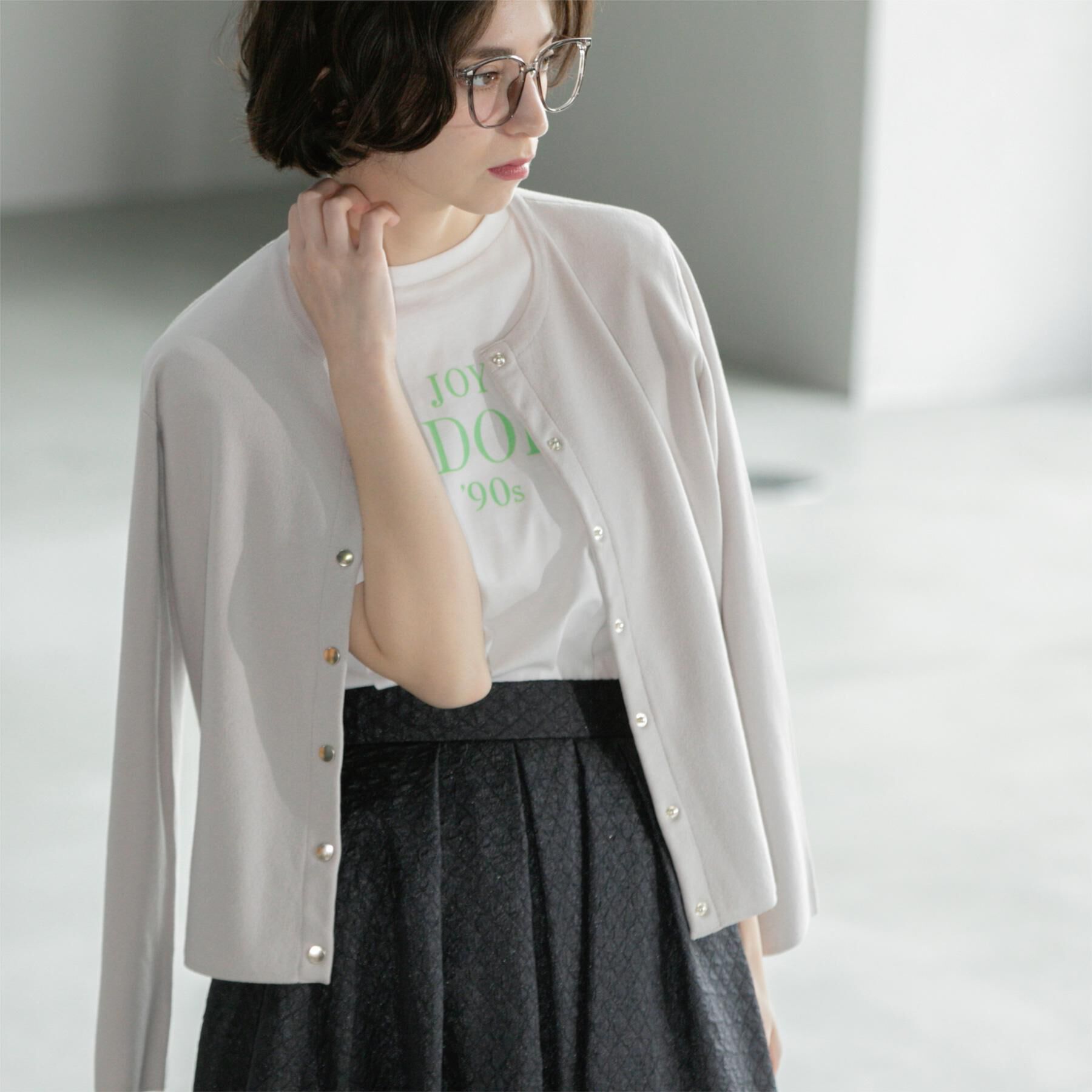 OPAQUE.CLIP「スナップボタンショートニットカーディガン【洗濯機洗い可】」|カーディガン|