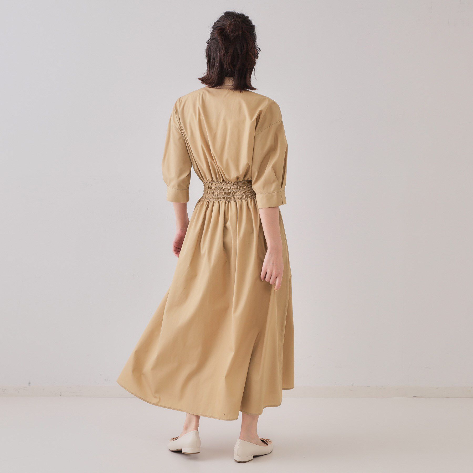 OPAQUE.CLIP「《5色展開》フィット＆フレアシャツワンピース【洗濯機洗い可】」|ワンピース|