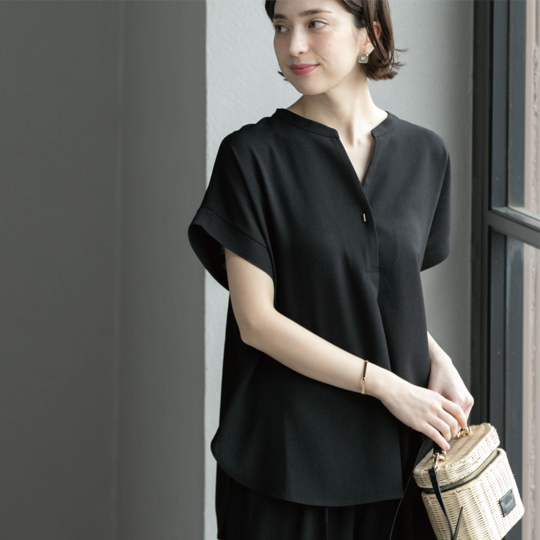 OPAQUE.CLIP「《7色展開/SS-LLサイズ》ストレッチスキッパーブラウス/セットアップ対応【洗濯機洗い可/防シワ】」|シャツ・ブラウス|