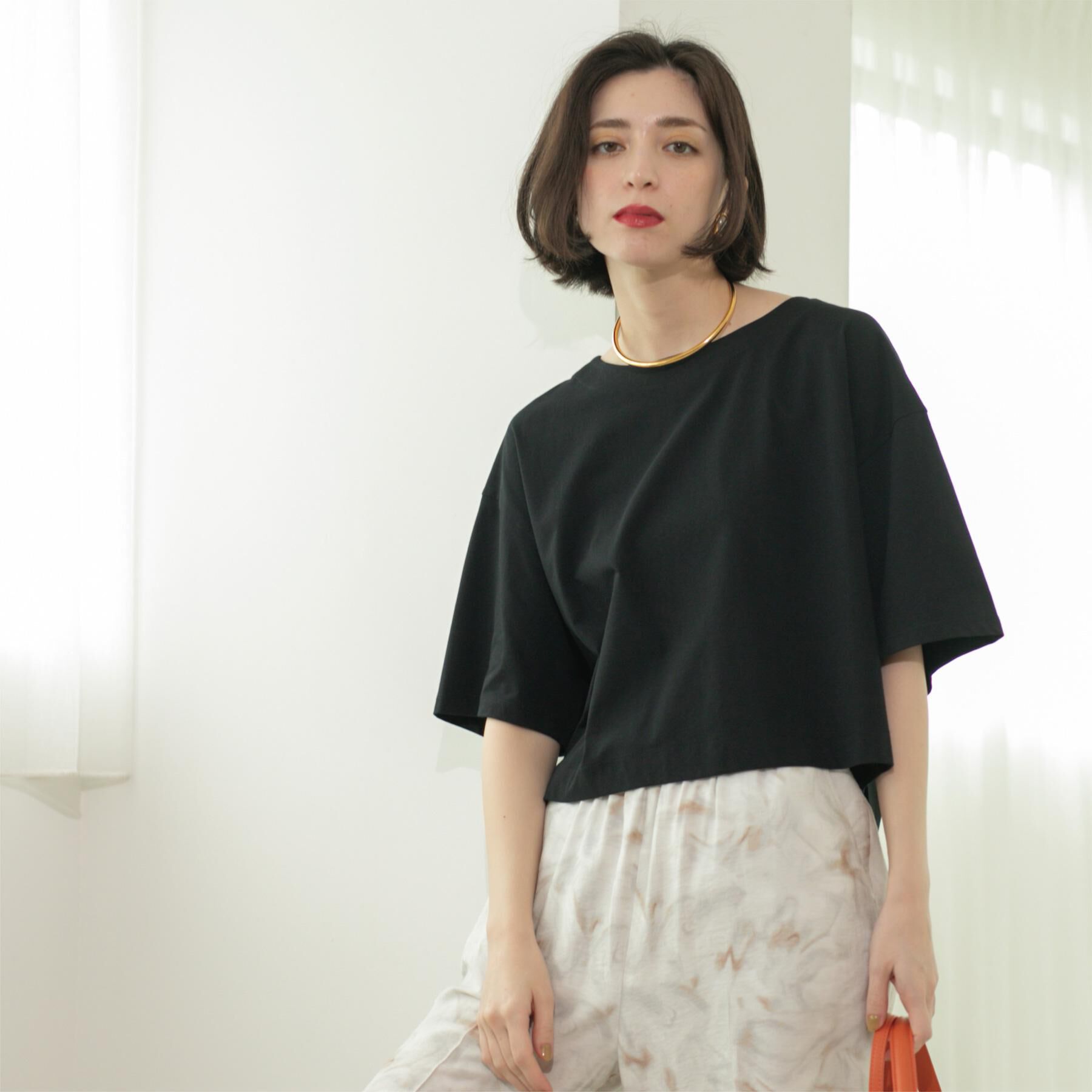 OPAQUE.CLIP「ボートネックショートTシャツ【洗濯機洗い可】」|Tシャツ・カットソー|