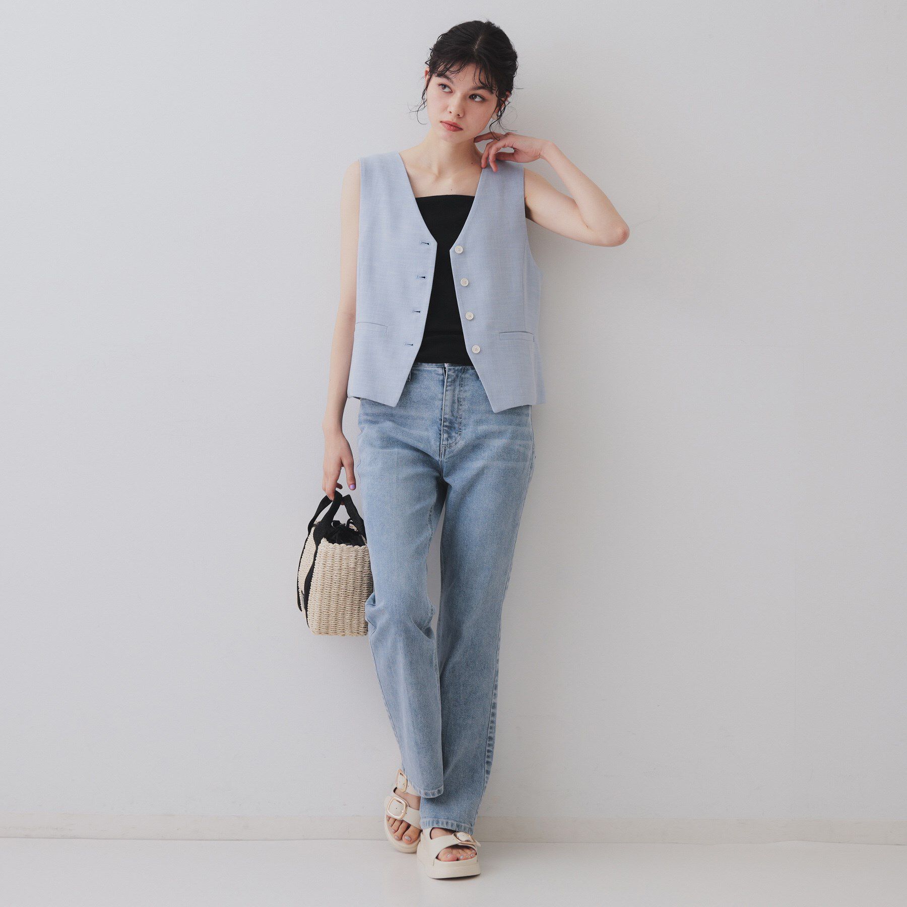 OPAQUE.CLIP「メランジコンパクトジレ/セットアップ対応可【洗濯機洗い可】」|ベスト・ジレ|