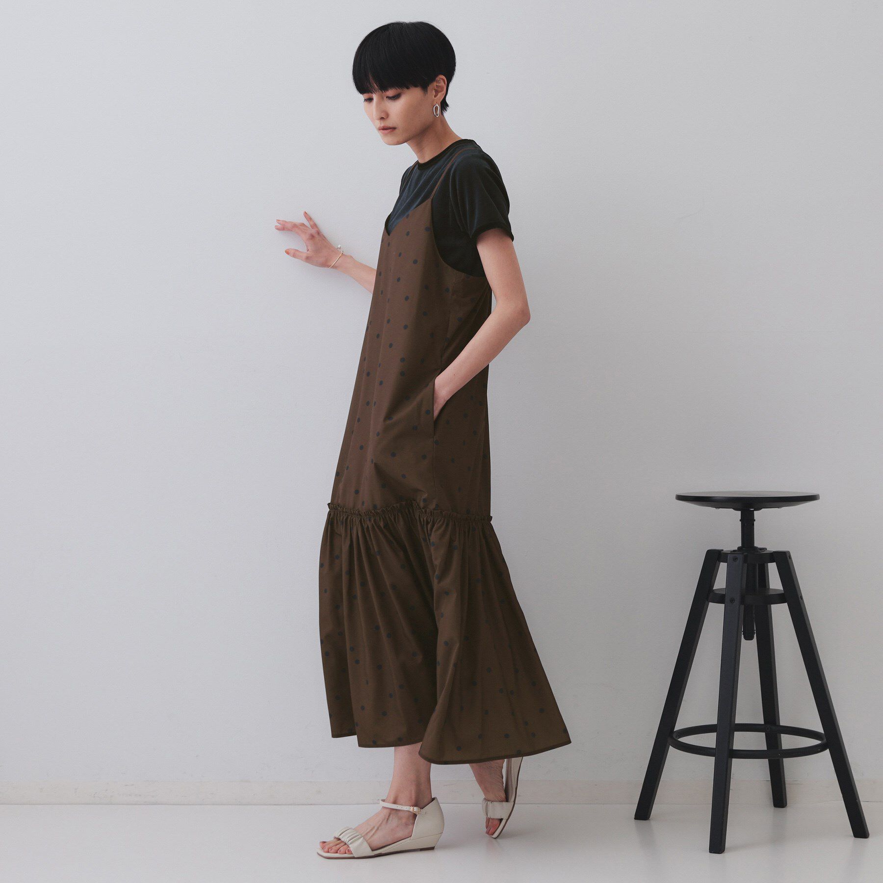 OPAQUE.CLIP「ドットプリントキャミワンピース【洗濯機洗い可】」|ワンピース|