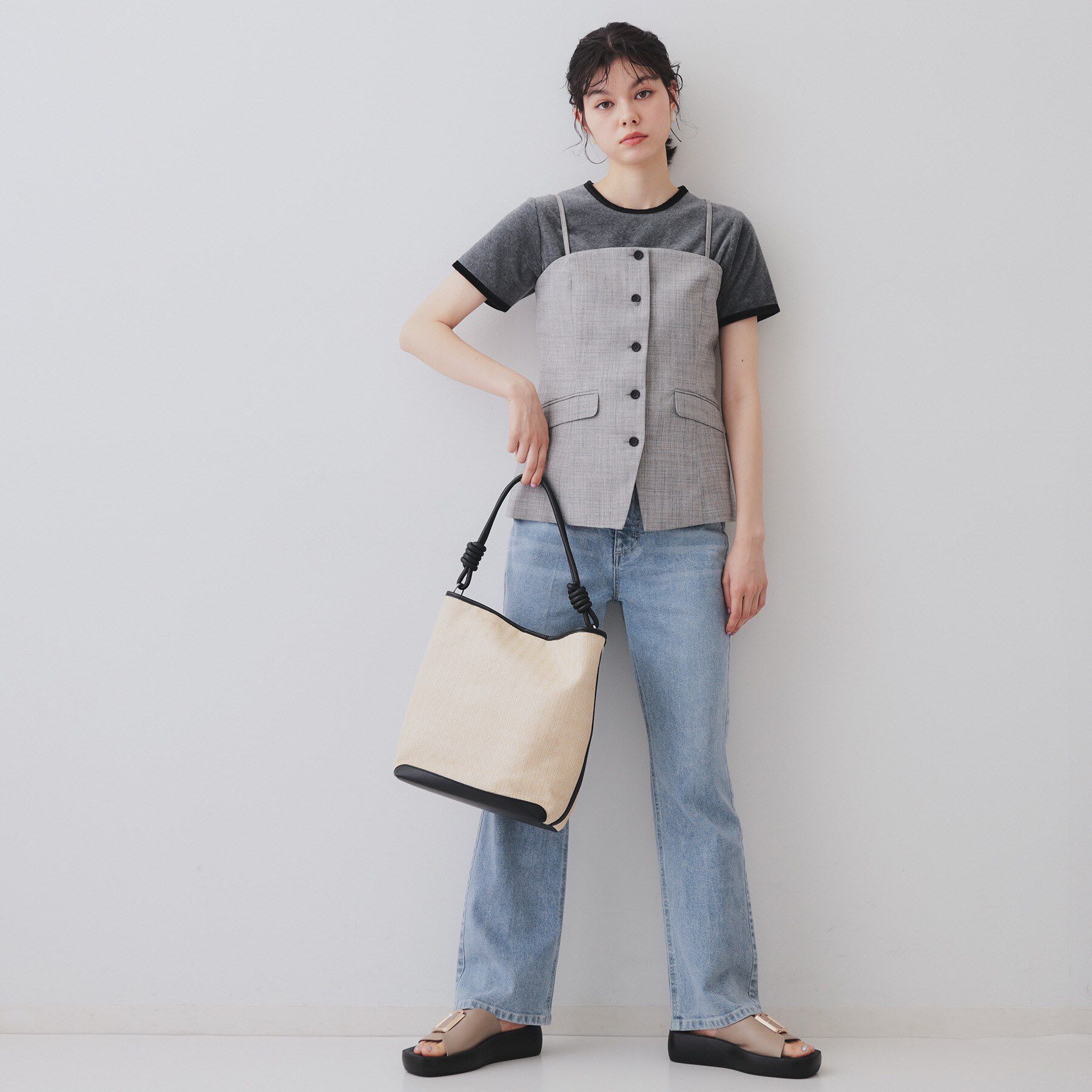 OPAQUE.CLIP「合皮コンビデザインバイカラーワンショルダーバッグ」|ショルダー・メッセンジャー|