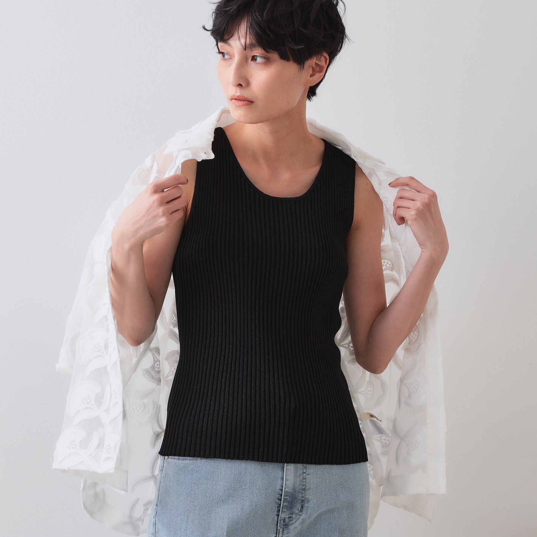 OPAQUE.CLIP「ラメニットタンクトップ【洗濯機洗い可／抗ピル】」|キャミソール|