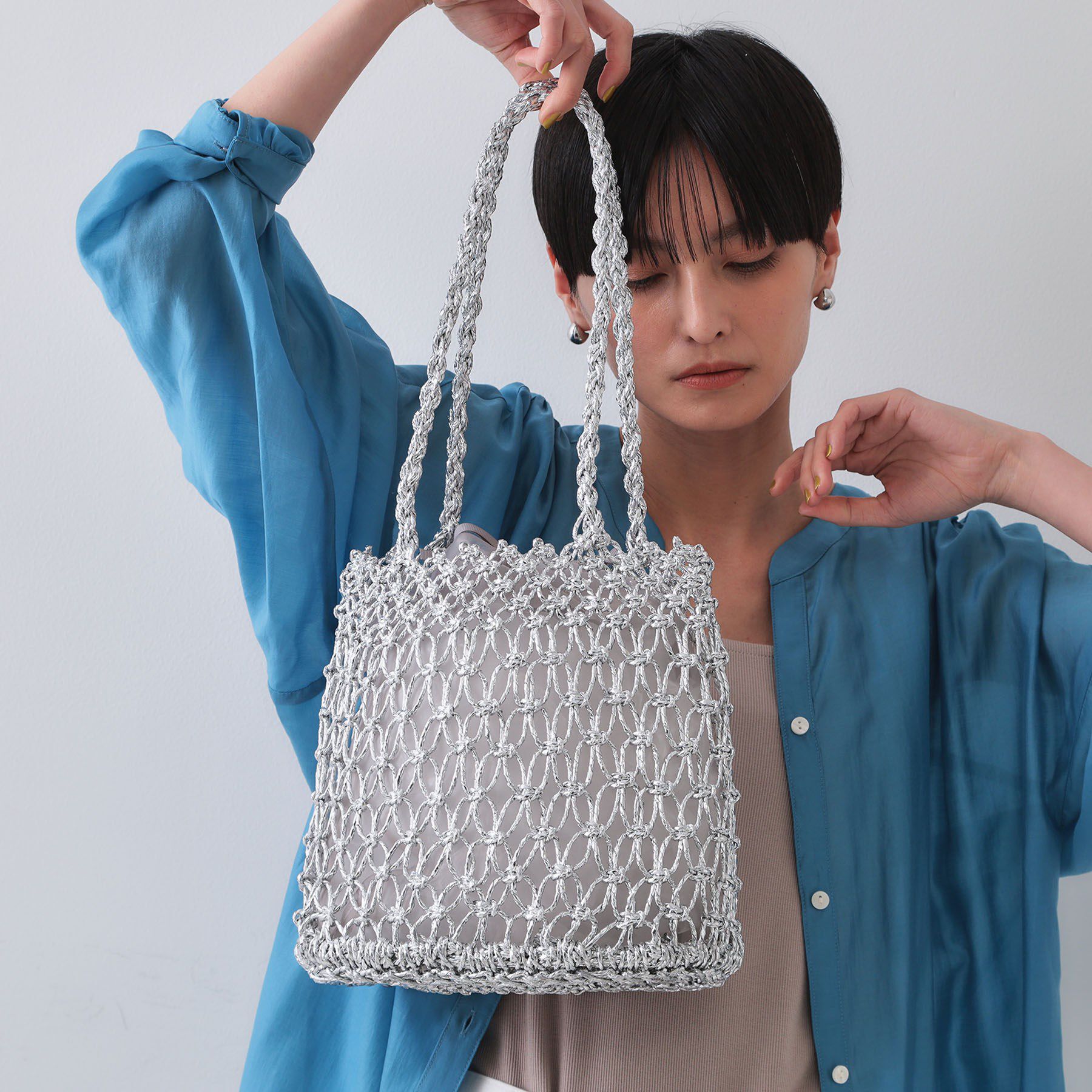 OPAQUE.CLIP「巾着付きマクラメショルダーバッグ」|ショルダー・メッセンジャー|