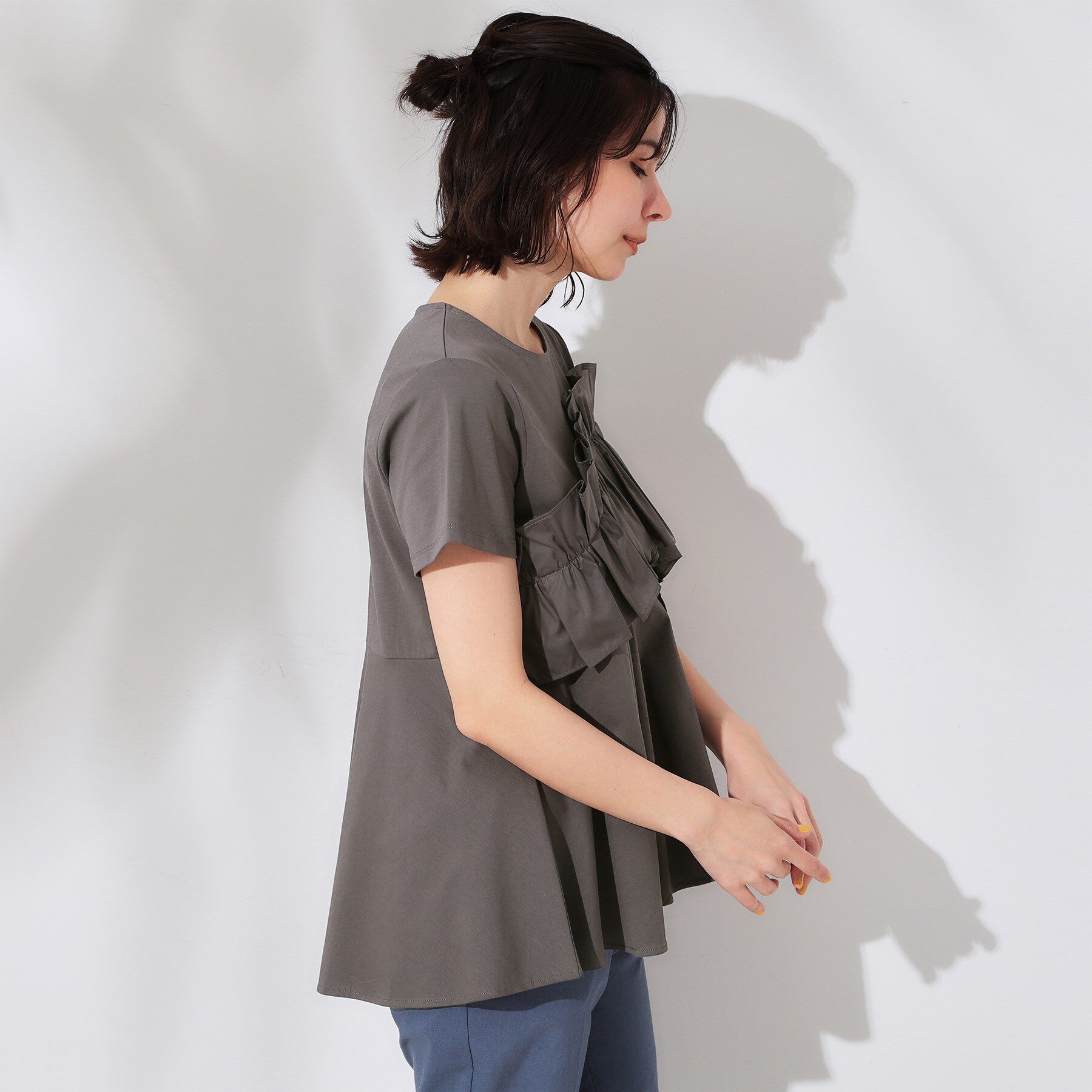 OPAQUE.CLIP「フリルドッキングペプラムトップス【接触冷感/洗濯機洗い可】」|Tシャツ・カットソー|